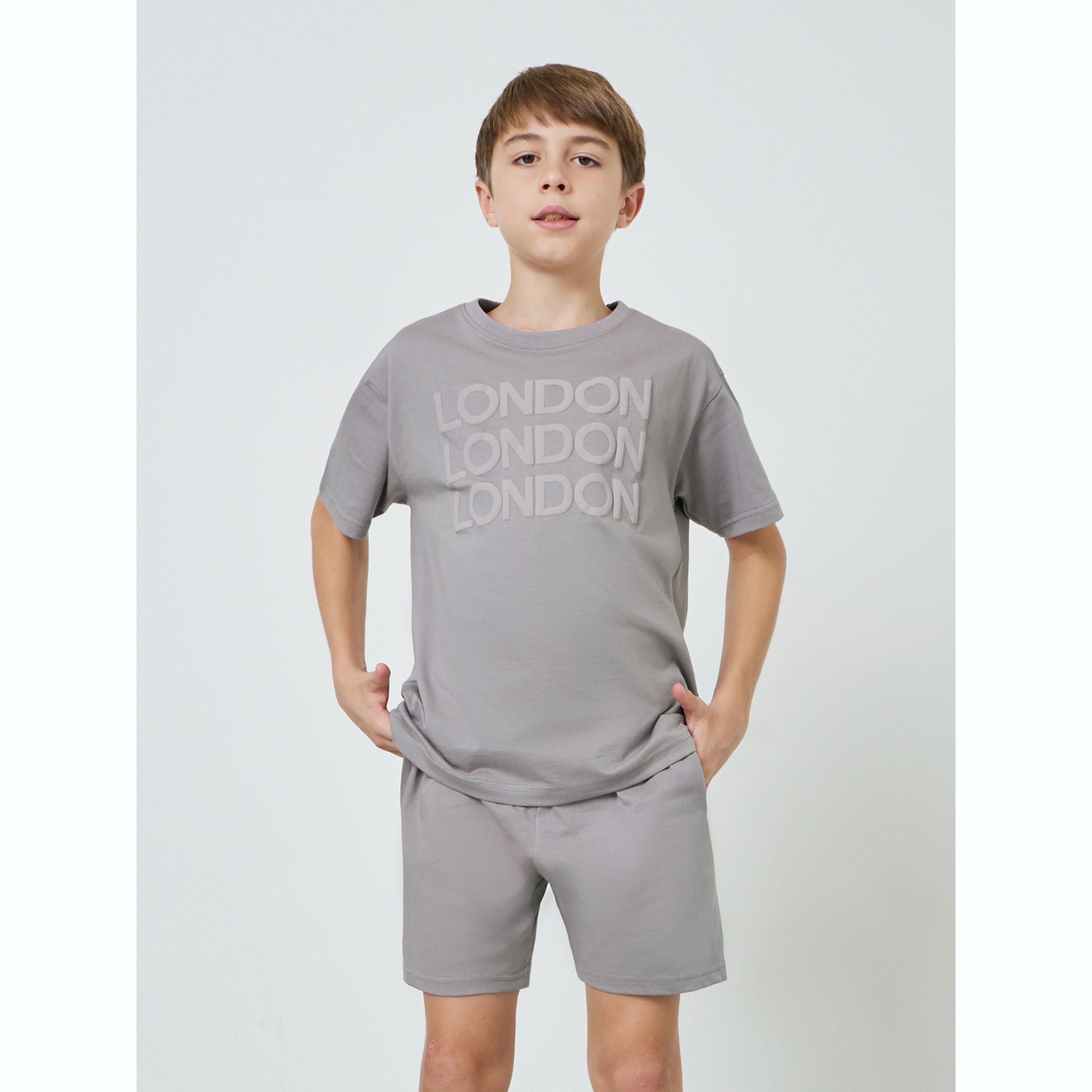 Styli Kids Grey Oversized T-Shirt and Shorts Set-boys-clothing-setsandcoords-image-1