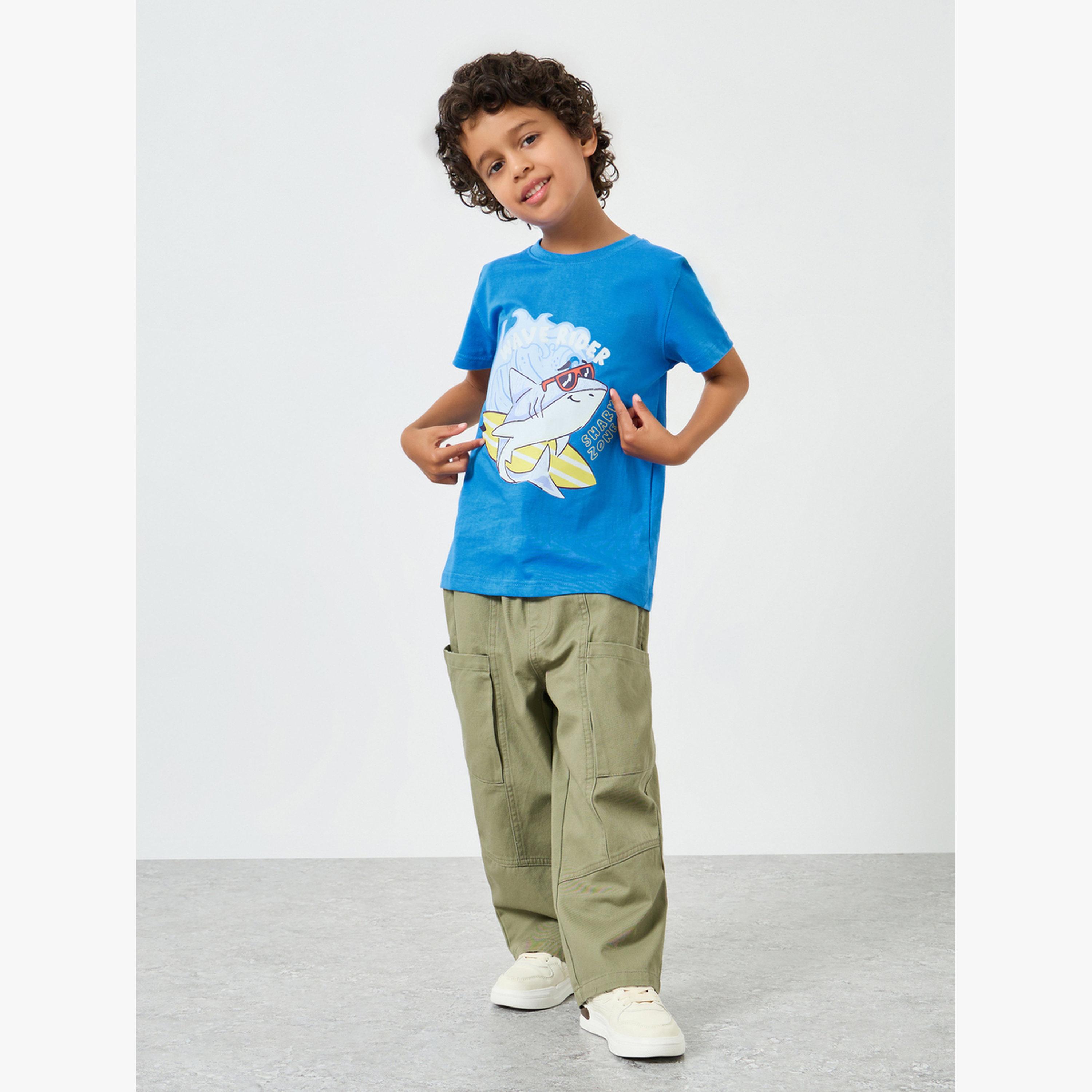 Styli Boys Shark Graphic Print Cotton T-Shirt-boys-clothing-tshirtsandpolos-image-2