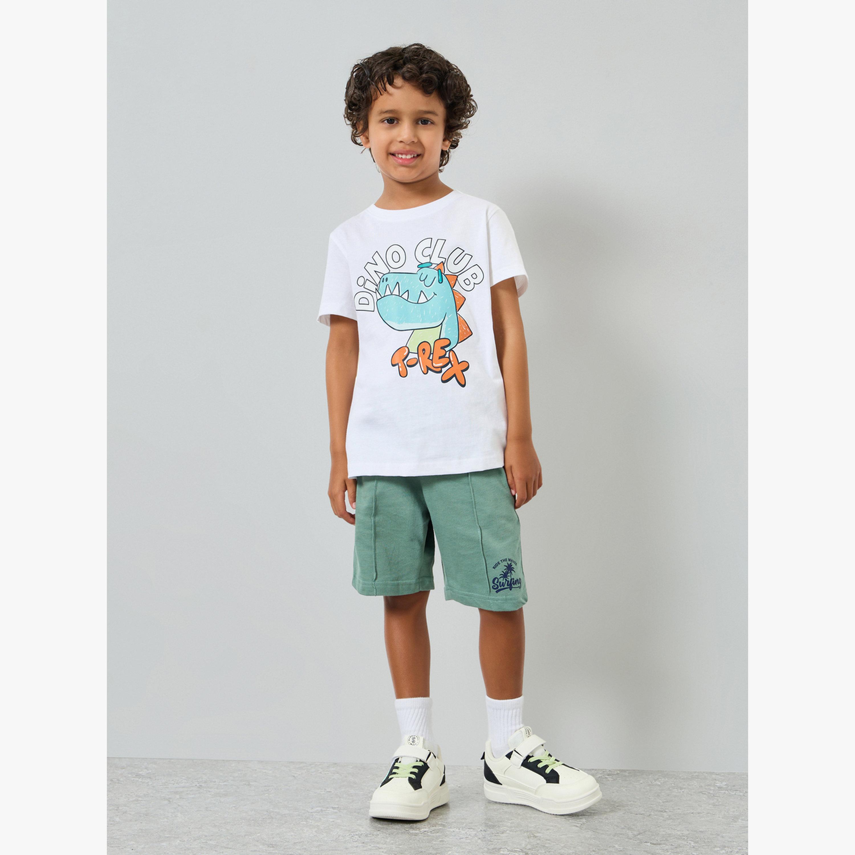 Styli Boys White Dino Club Print T-Shirt-boys-clothing-tshirtsandpolos-image-2