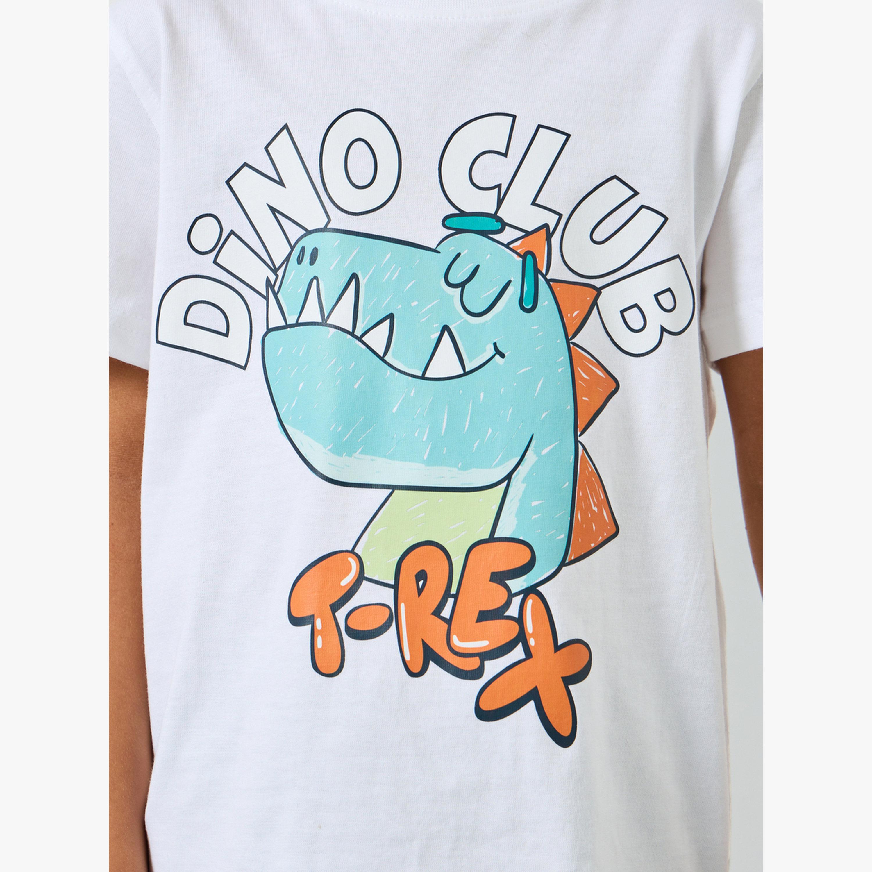 Styli Boys White Dino Club Print T-Shirt-boys-clothing-tshirtsandpolos-image-4