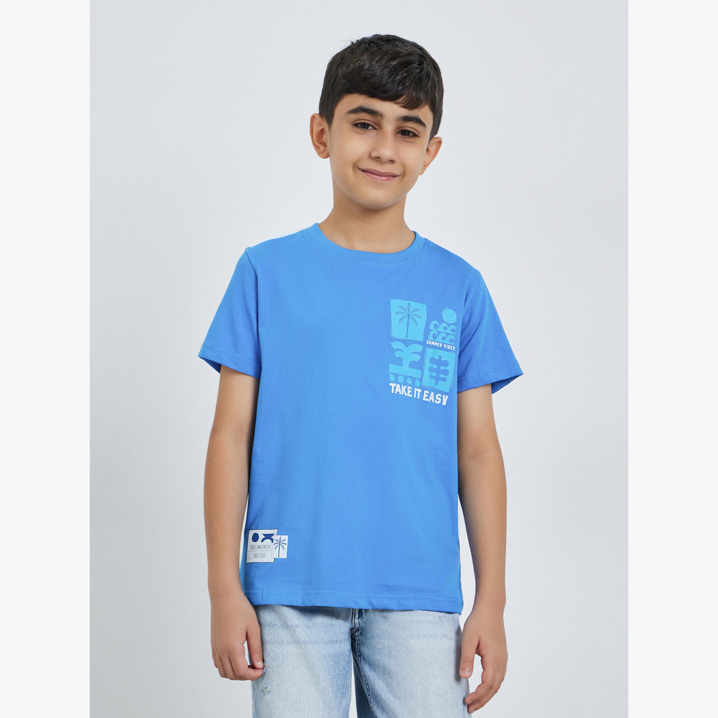 تيشيرت قطن بطبعة جرافيك للأولاد المراهقين-boys-clothing-tshirtsandpolos-image-1