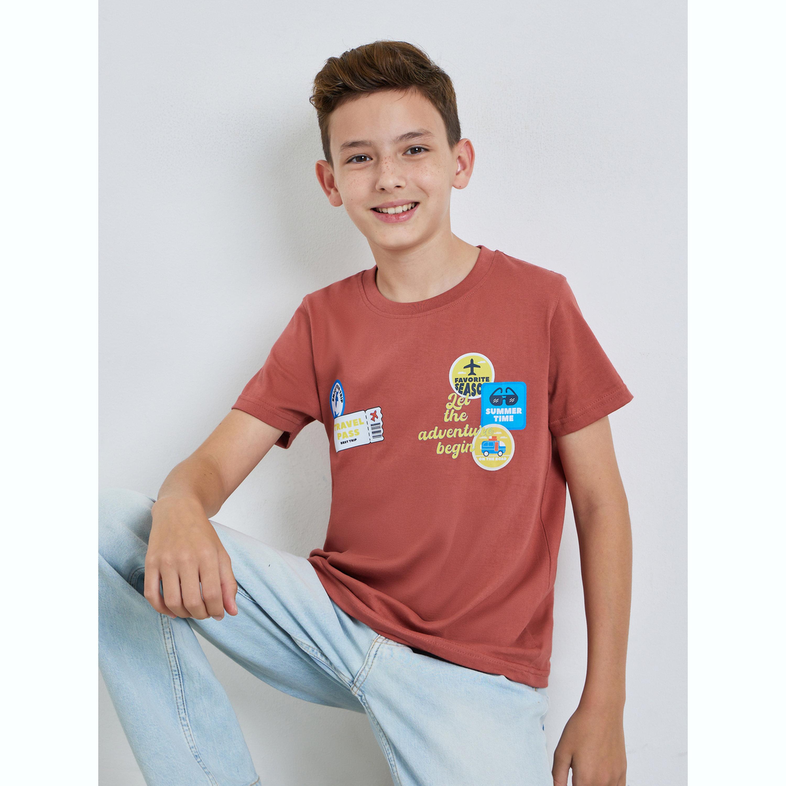 تيشيرت بياقة دائرية وطبعات غرافيك للأولاد المراهقين-boys-clothing-tshirtsandpolos-image-3