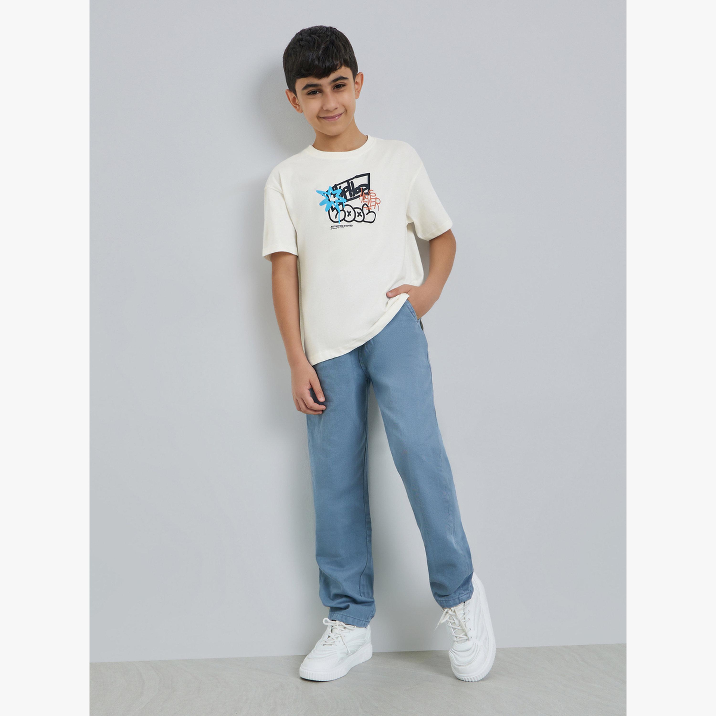 تيشيرت فضفاض بطبعة غرافيتي للأولاد المراهقين-boys-clothing-tshirtsandpolos-image-2