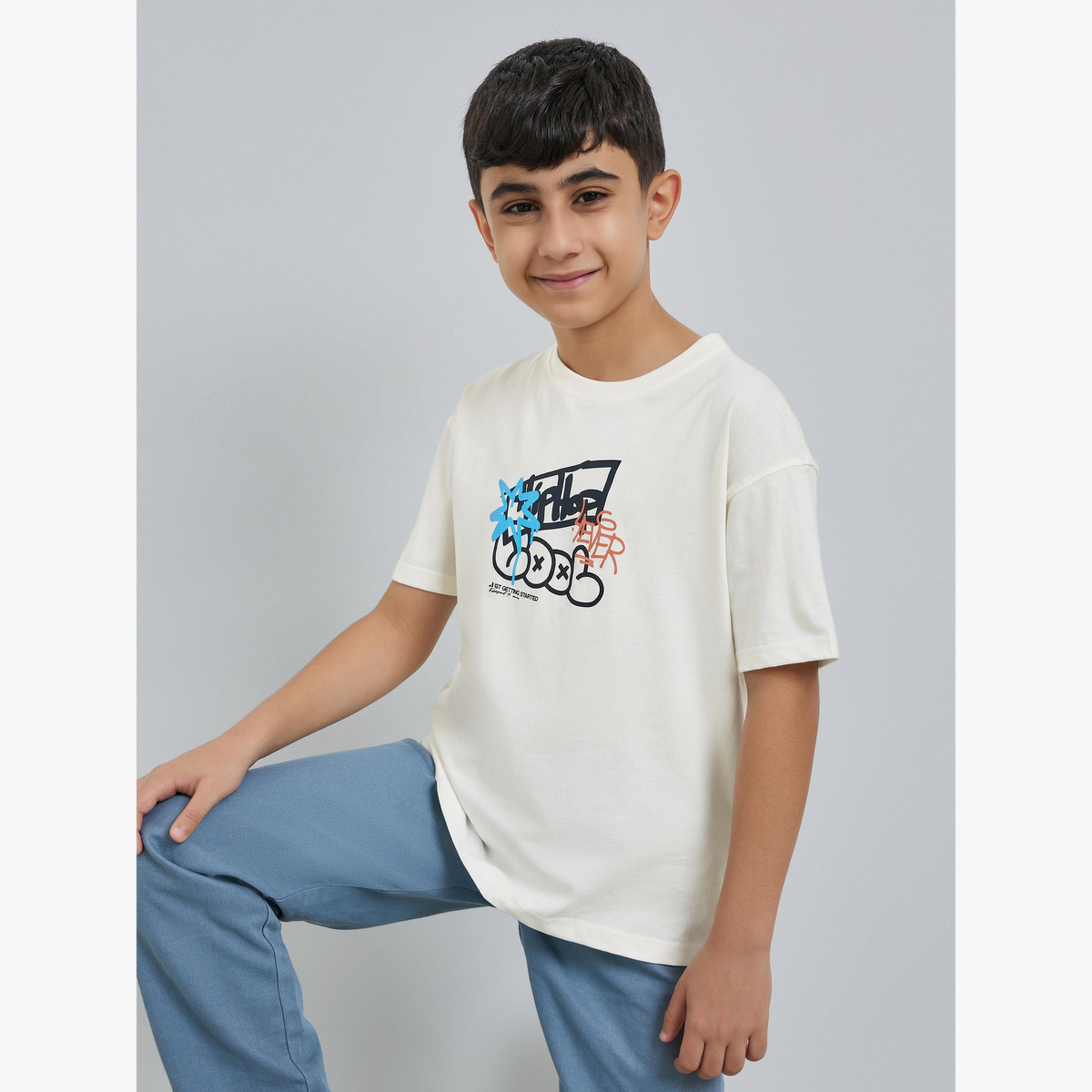 تيشيرت فضفاض بطبعة غرافيتي للأولاد المراهقين-boys-clothing-tshirtsandpolos-image-3
