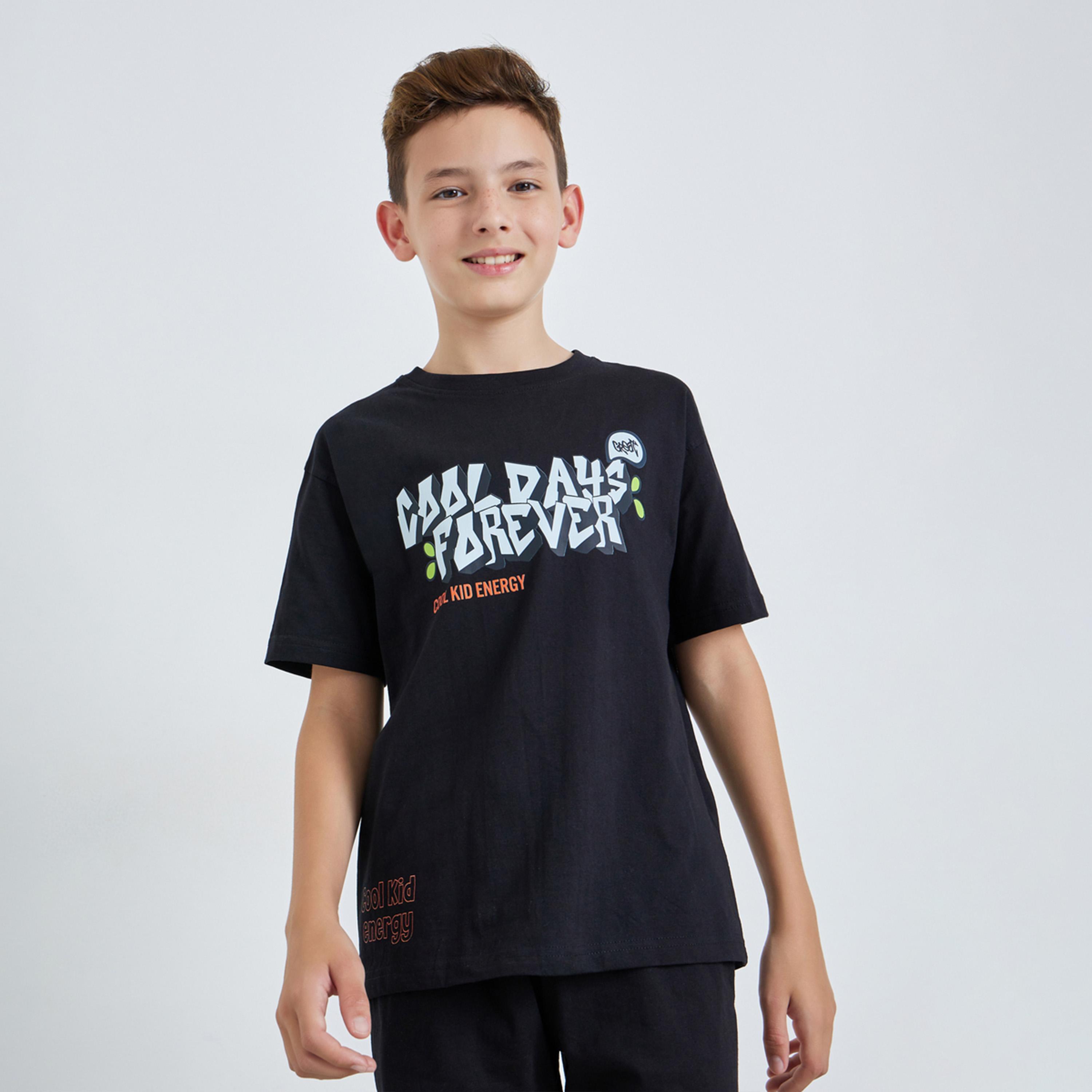 تيشيرت قصة كبيرة للأولاد بطبعة غرافيتي-boys-clothing-tshirtsandpolos-image-1
