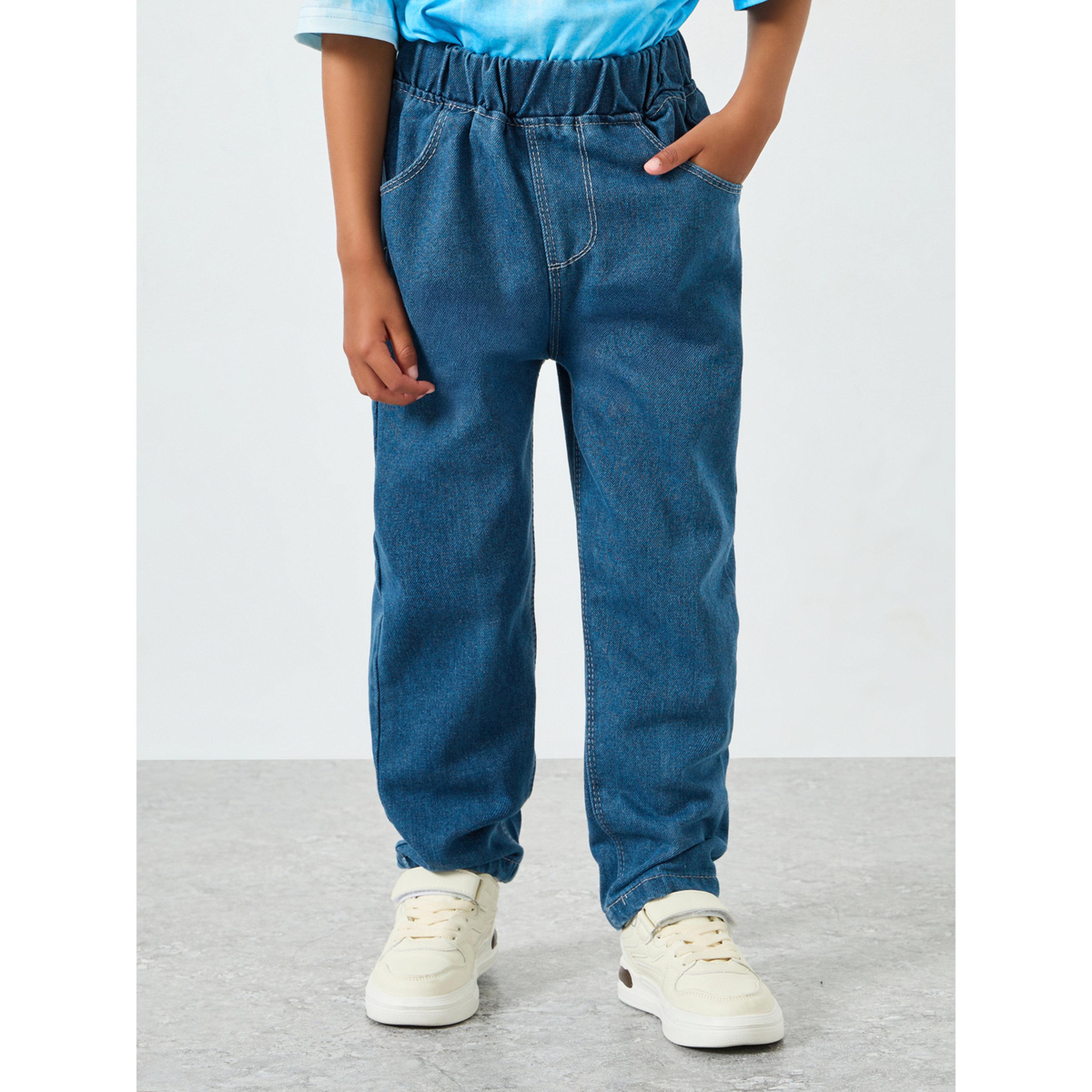 Styli Boys Cotton Jeans with Slogan Print-boys-clothing-bottoms-jeans-image-1