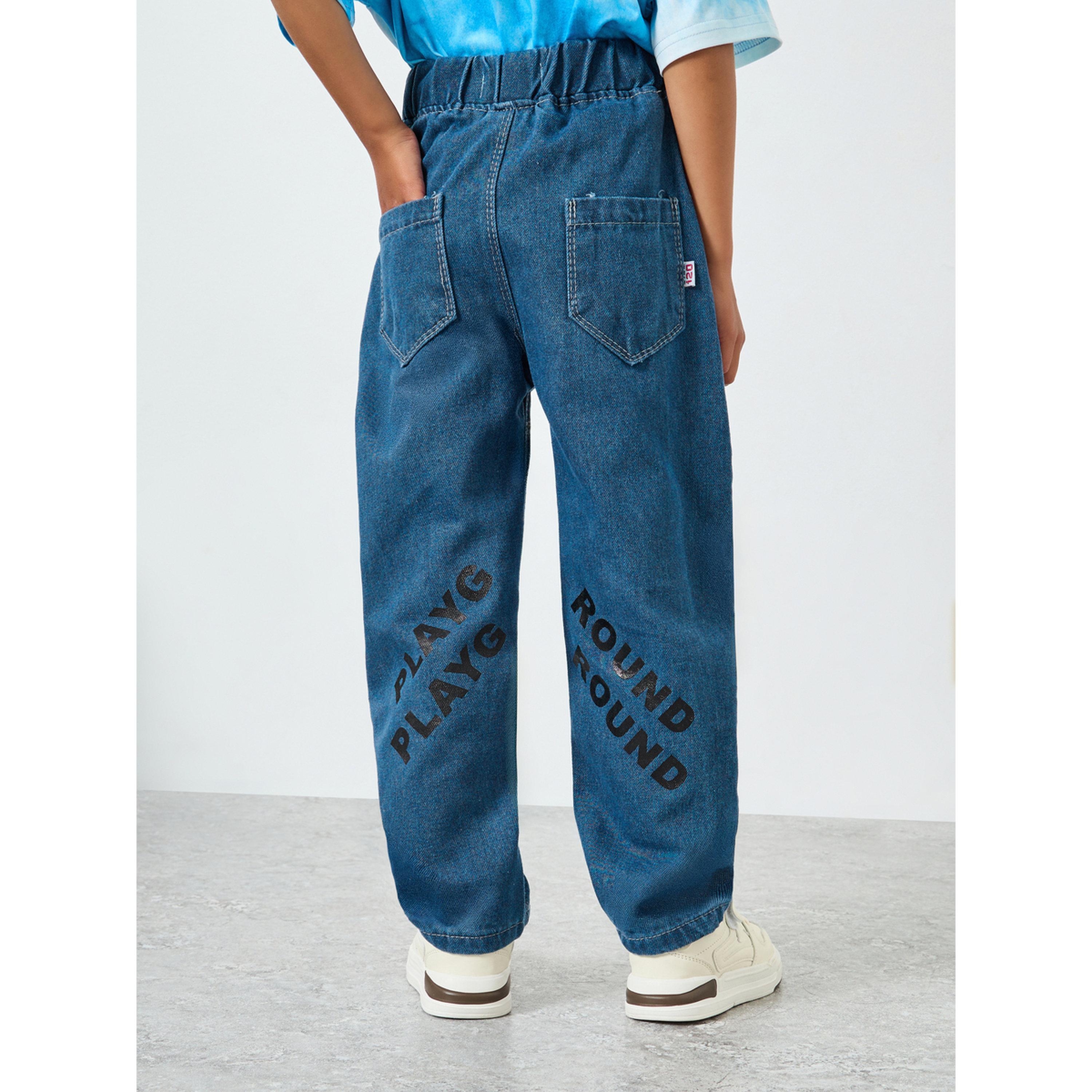 Styli Boys Cotton Jeans with Slogan Print-boys-clothing-bottoms-jeans-image-3