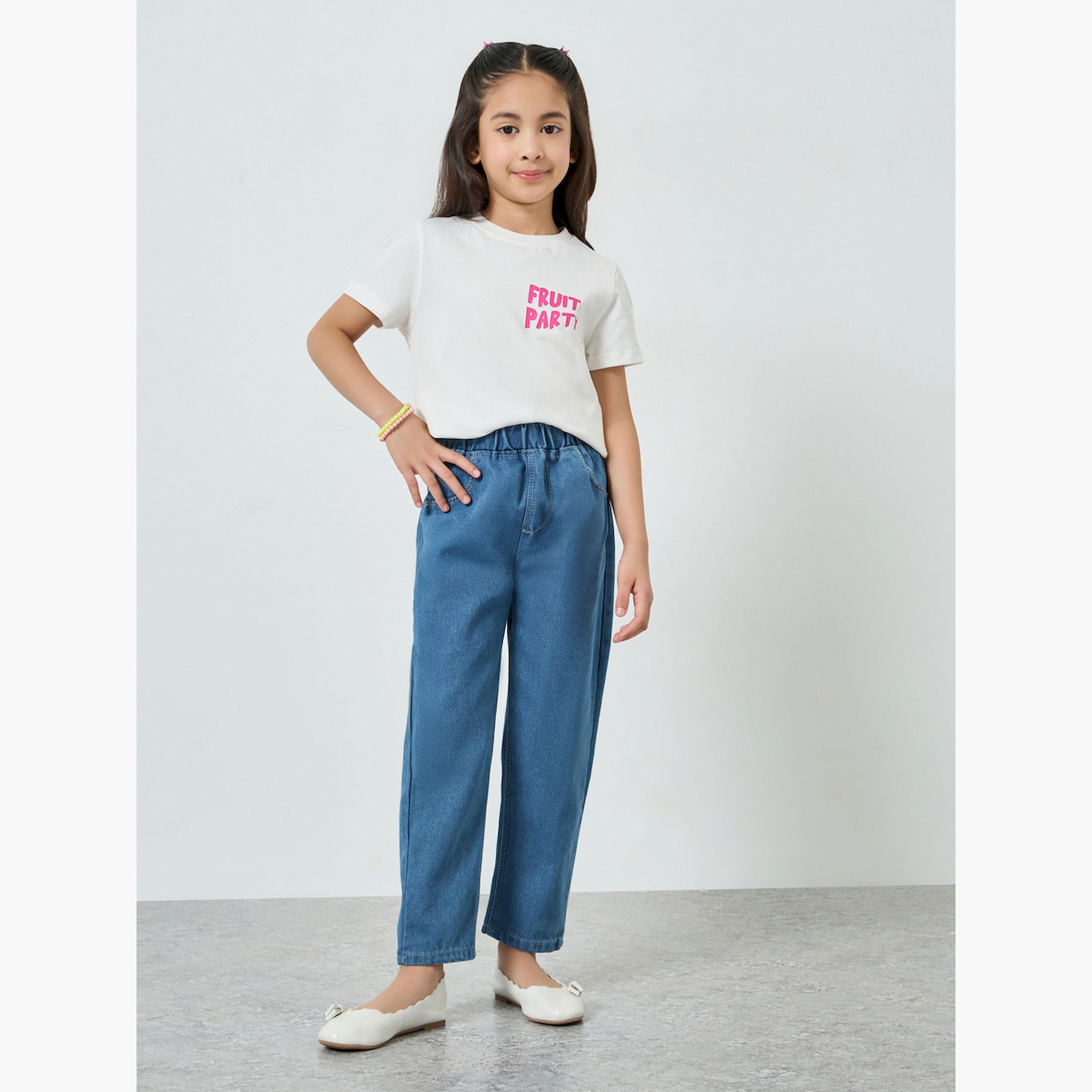Styli Girls Elastic Waist Relaxed Fit Jeans-girls-clothing-bottoms-jeansandjeggings-image-2