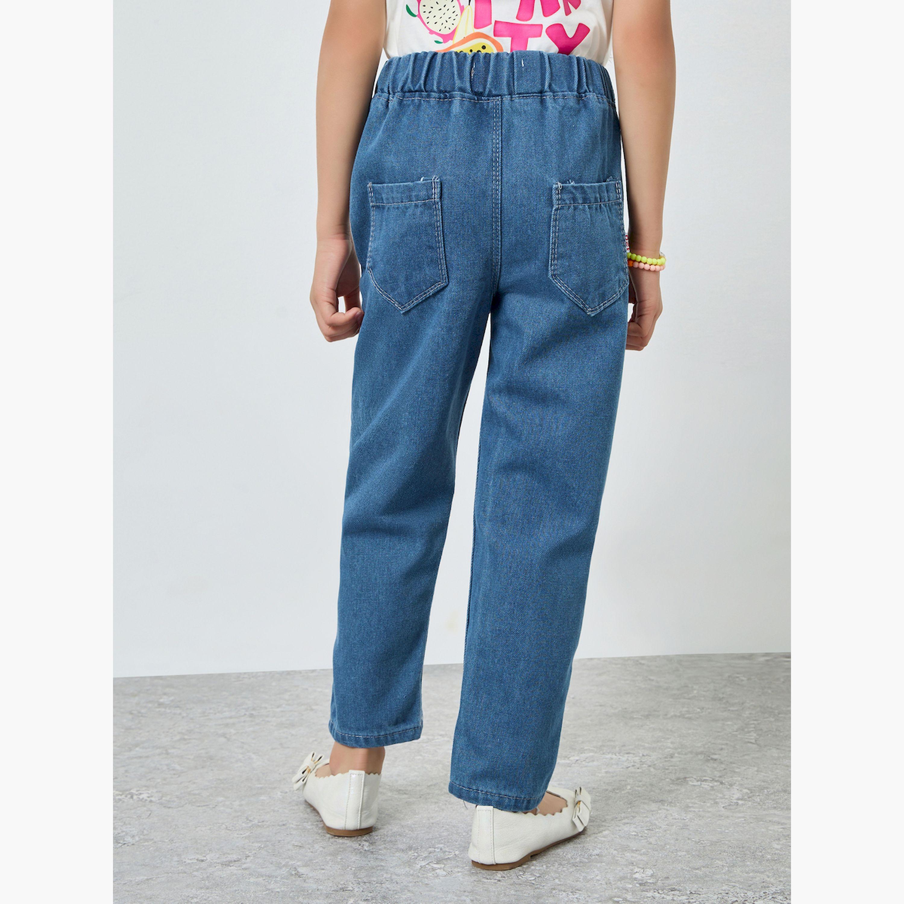 Styli Girls Elastic Waist Relaxed Fit Jeans-girls-clothing-bottoms-jeansandjeggings-image-4