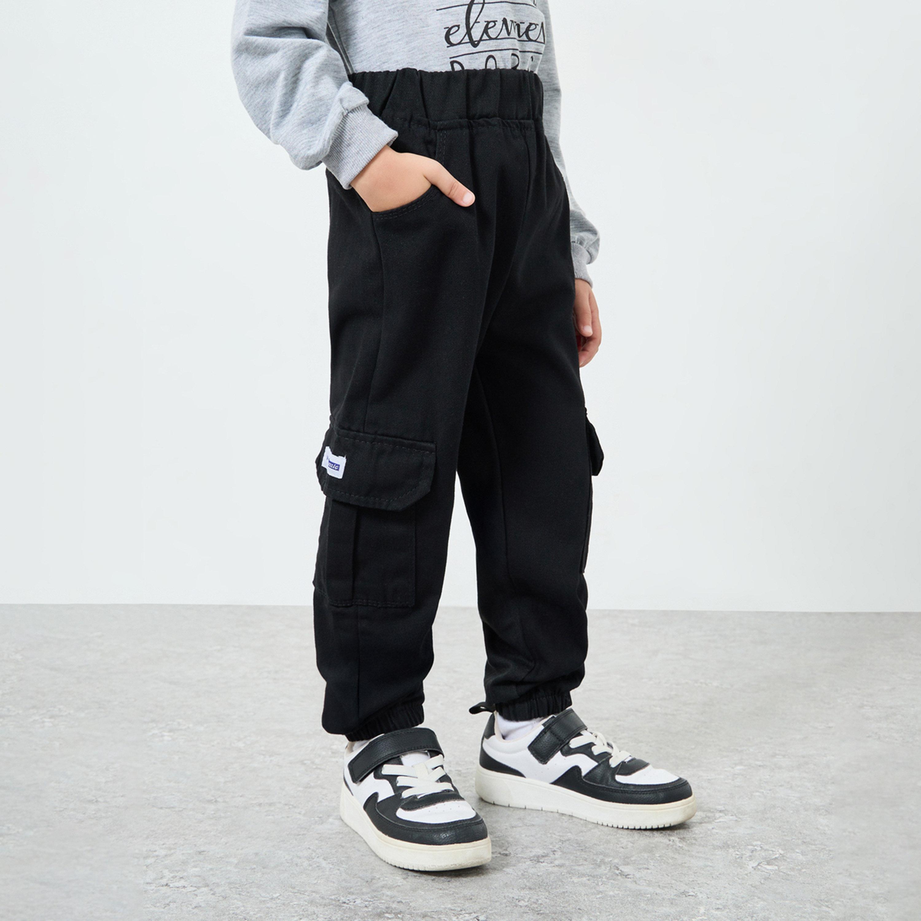 Styli Boys Cotton Elastic Hem Cargo Joggers-boys-clothing-bottoms-joggersandtrackpants-image-1