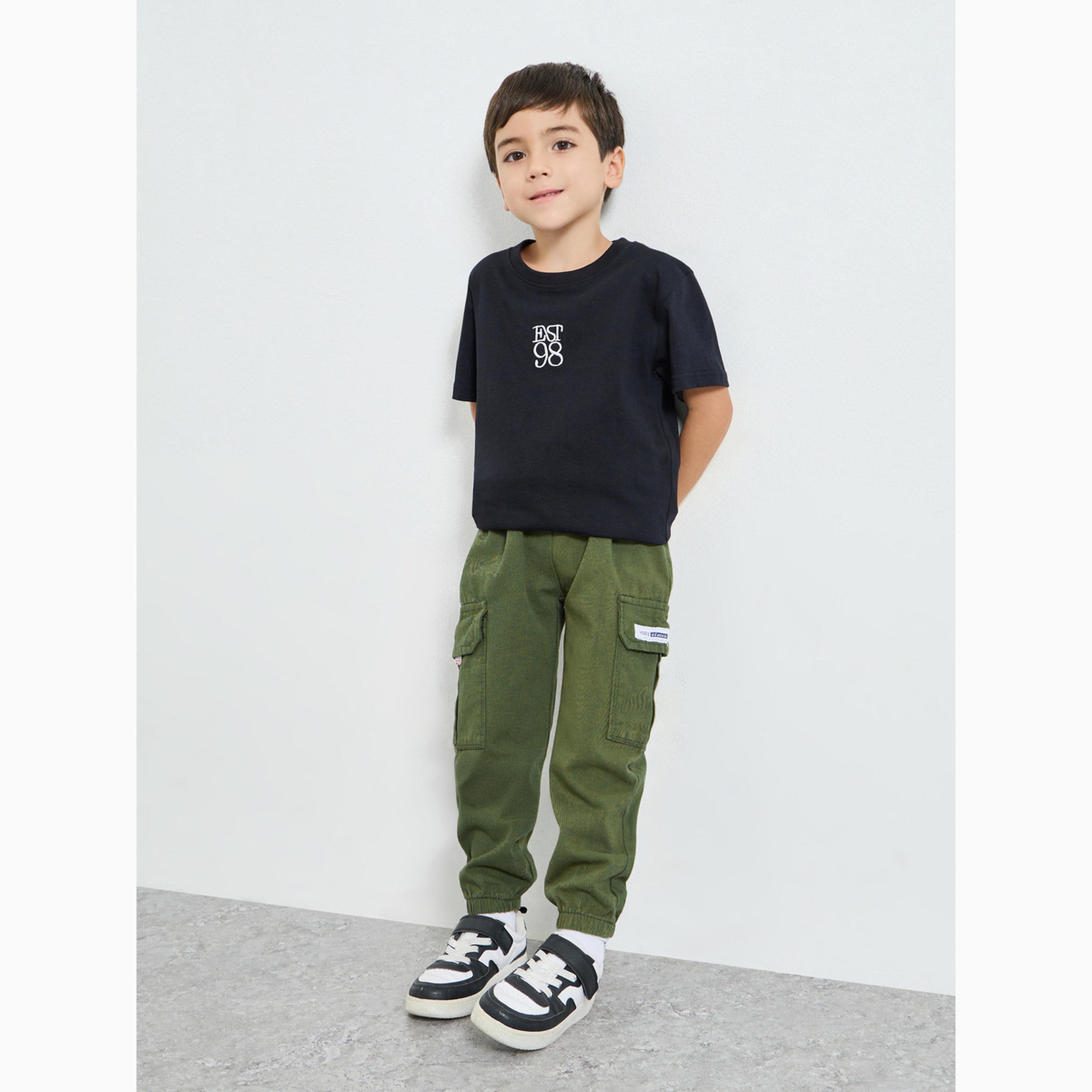 Styli Boys Cotton Elastic Hem Cargo Joggers-boys-clothing-bottoms-joggersandtrackpants-image-2