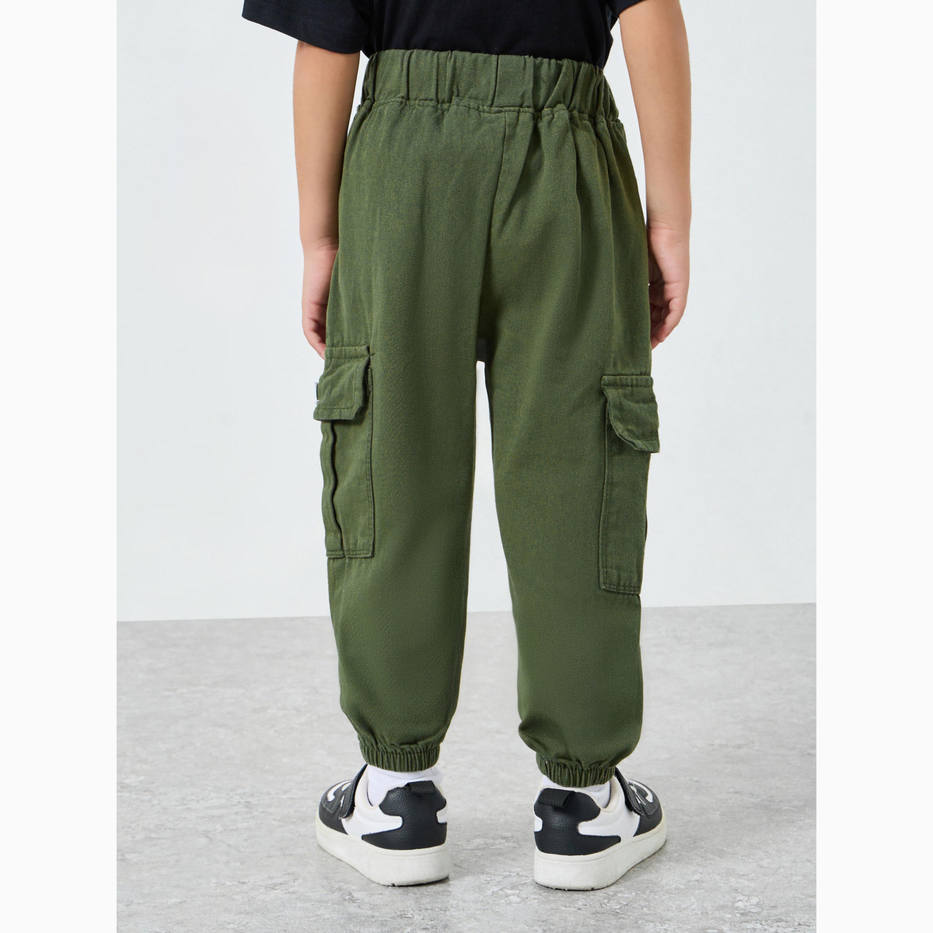 Styli Boys Cotton Elastic Hem Cargo Joggers-boys-clothing-bottoms-joggersandtrackpants-image-4