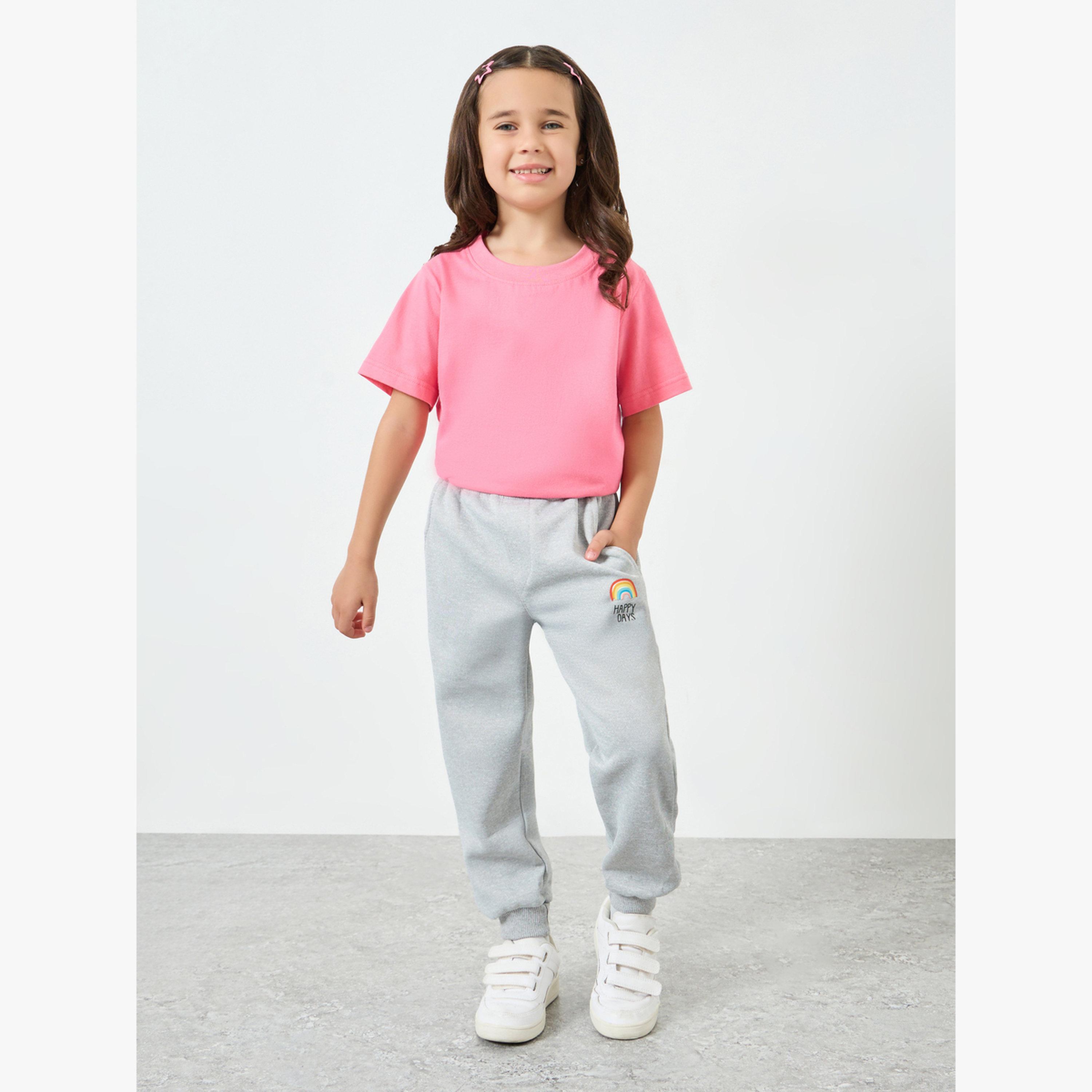 Styli Girls Grey Joggers with Rainbow Print-girls-clothing-bottoms-joggersandtrackpants-image-2