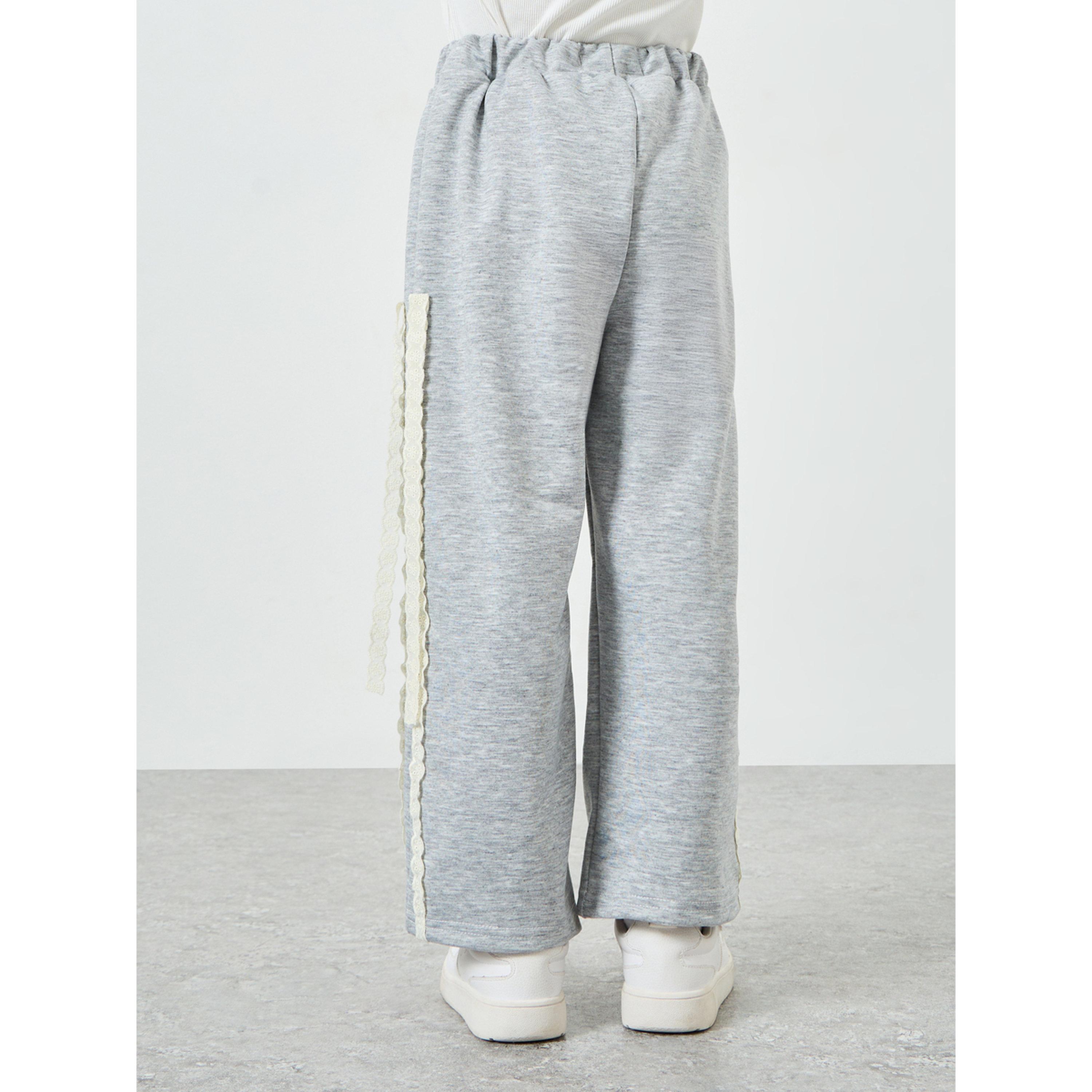 Styli Toddler girl wide leg jogger with side lace and bow applique-girls-clothing-bottoms-joggersandtrackpants-image-4
