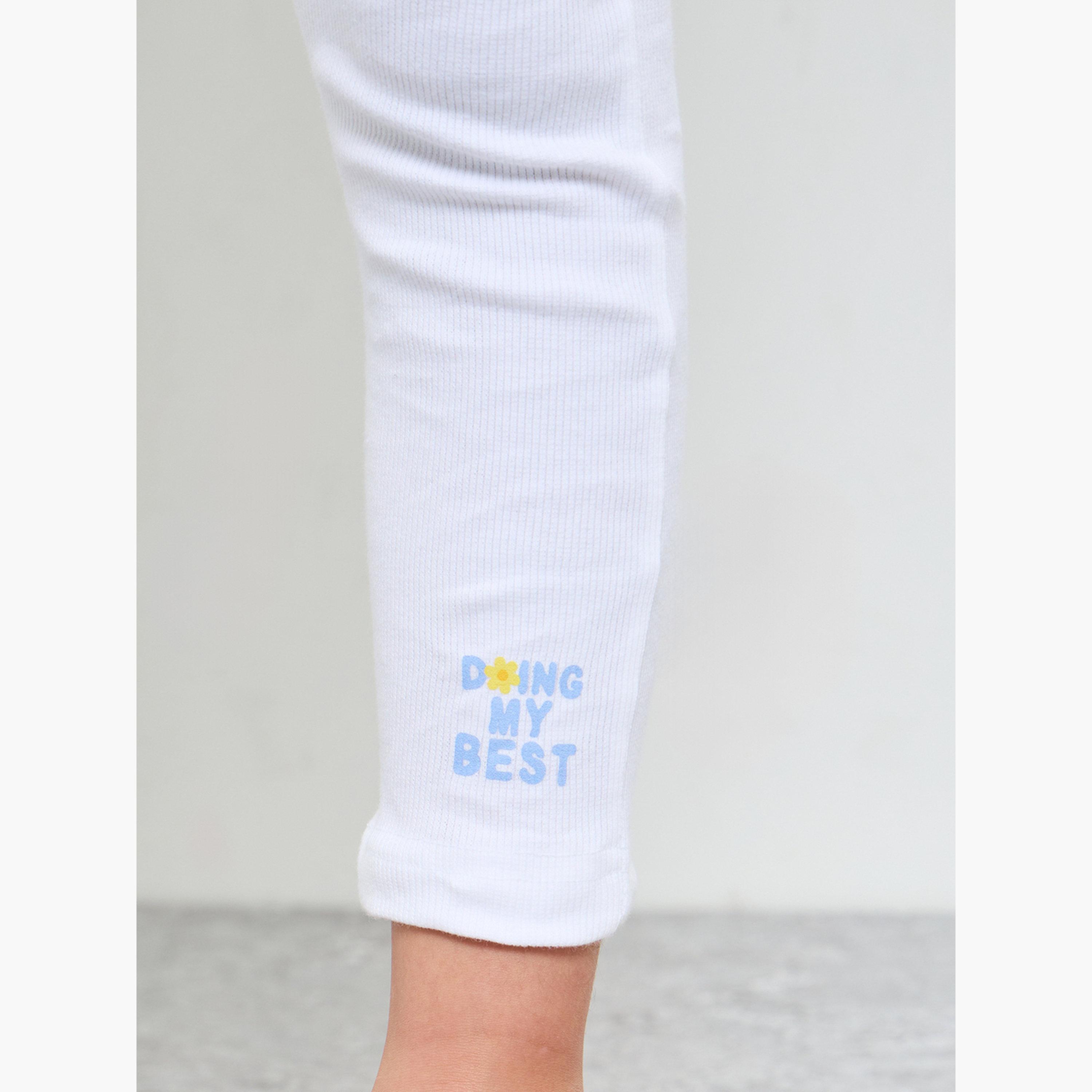 ليقنز بتفاصيل مضلعة وطبعة جرافيك للبنات-girls-clothing-bottoms-leggings-image-3