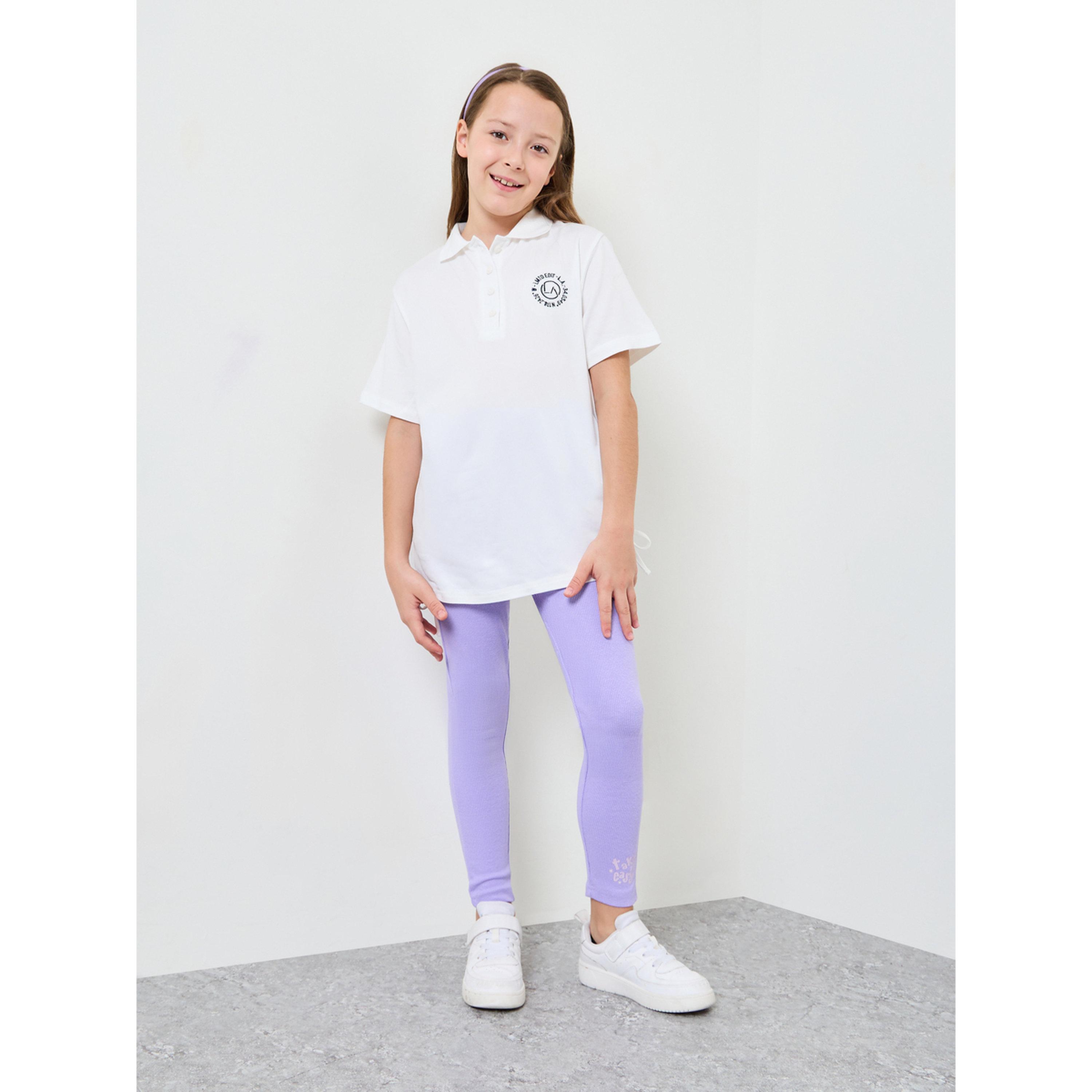 Styli Teen Girls Lilac Graphic Print Ribbed Cotton Full-Length Leggings-girls-clothing-bottoms-leggings-image-2