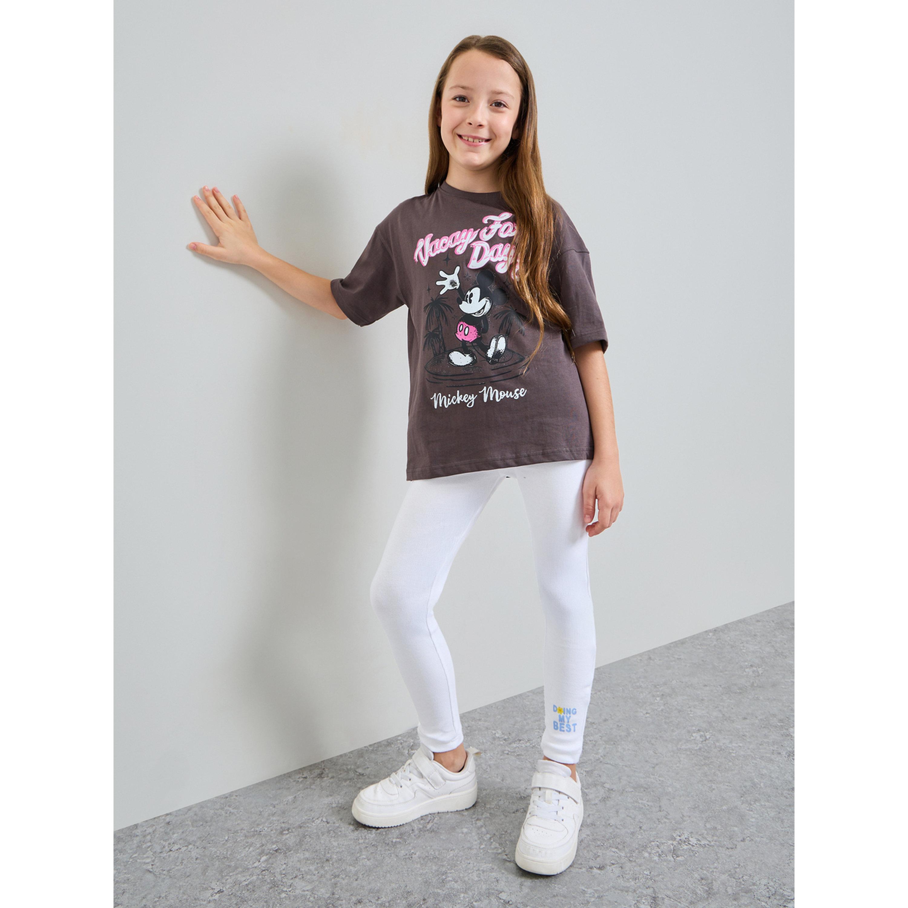 Styli Teen Girls White Graphic Print Ribbed Cotton Full-Length Leggings-girls-clothing-bottoms-leggings-image-2