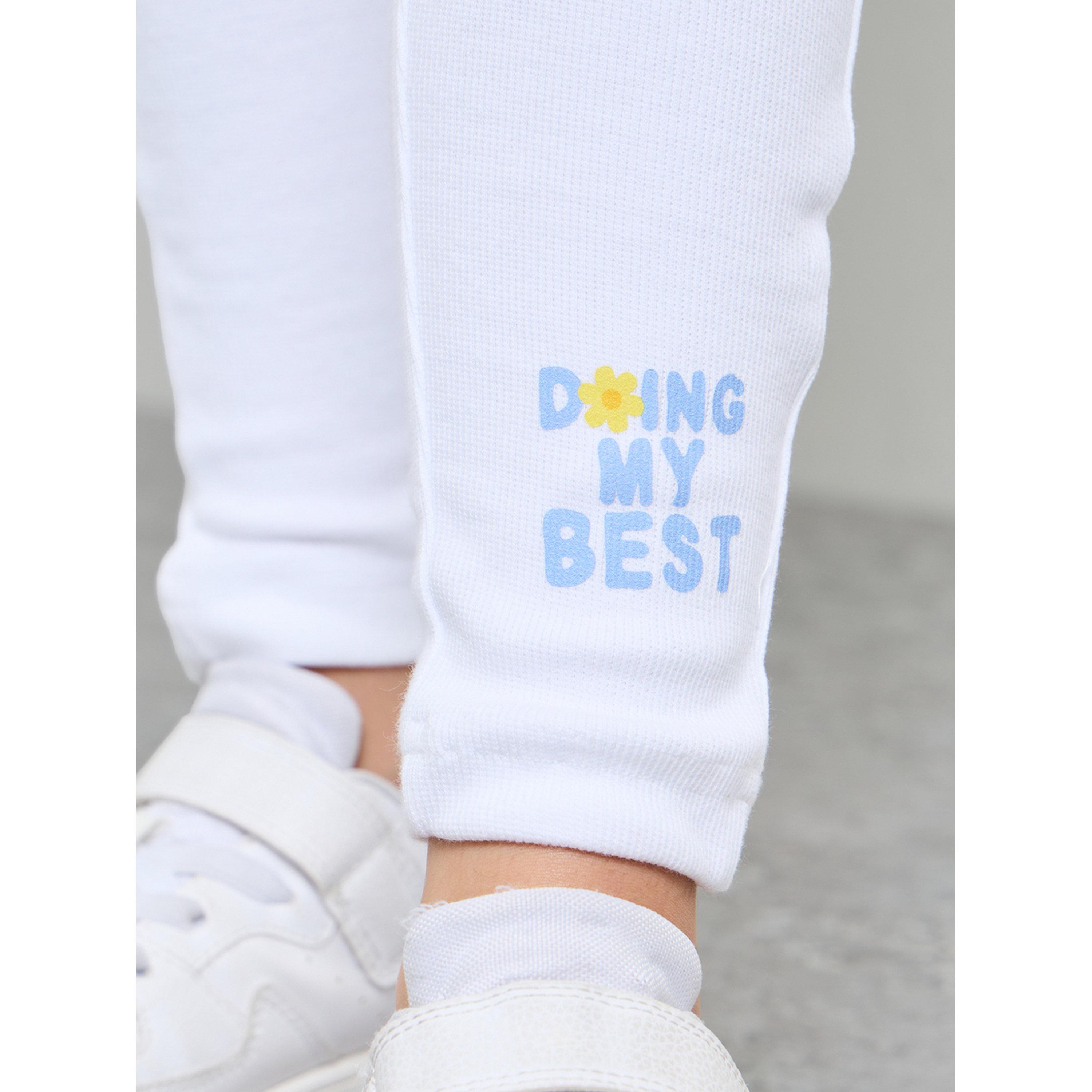 Styli Teen Girls White Graphic Print Ribbed Cotton Full-Length Leggings-girls-clothing-bottoms-leggings-image-3