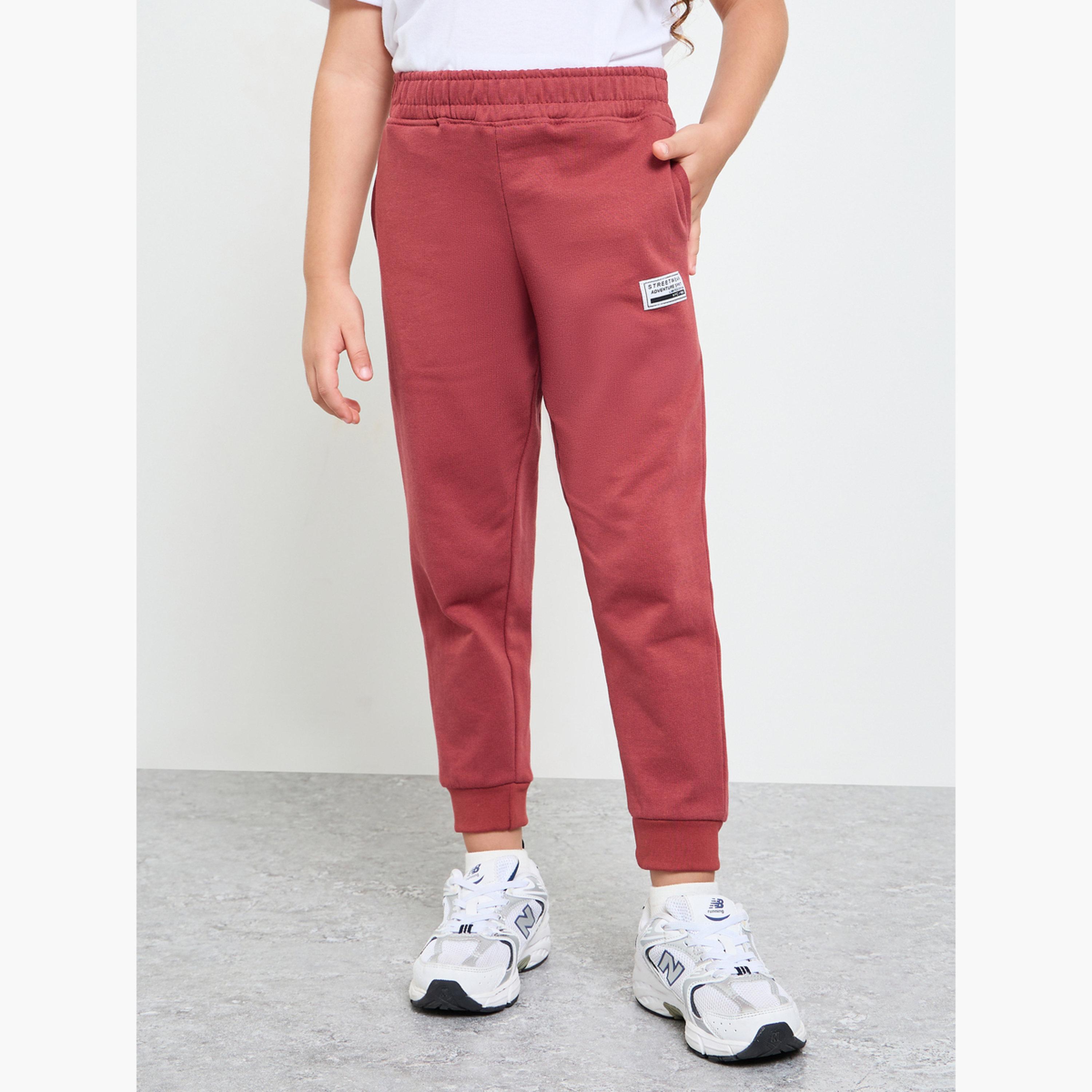 Styli Girls Cotton Joggers with Badge Detail-girls-clothing-bottoms-joggersandtrackpants-image-1