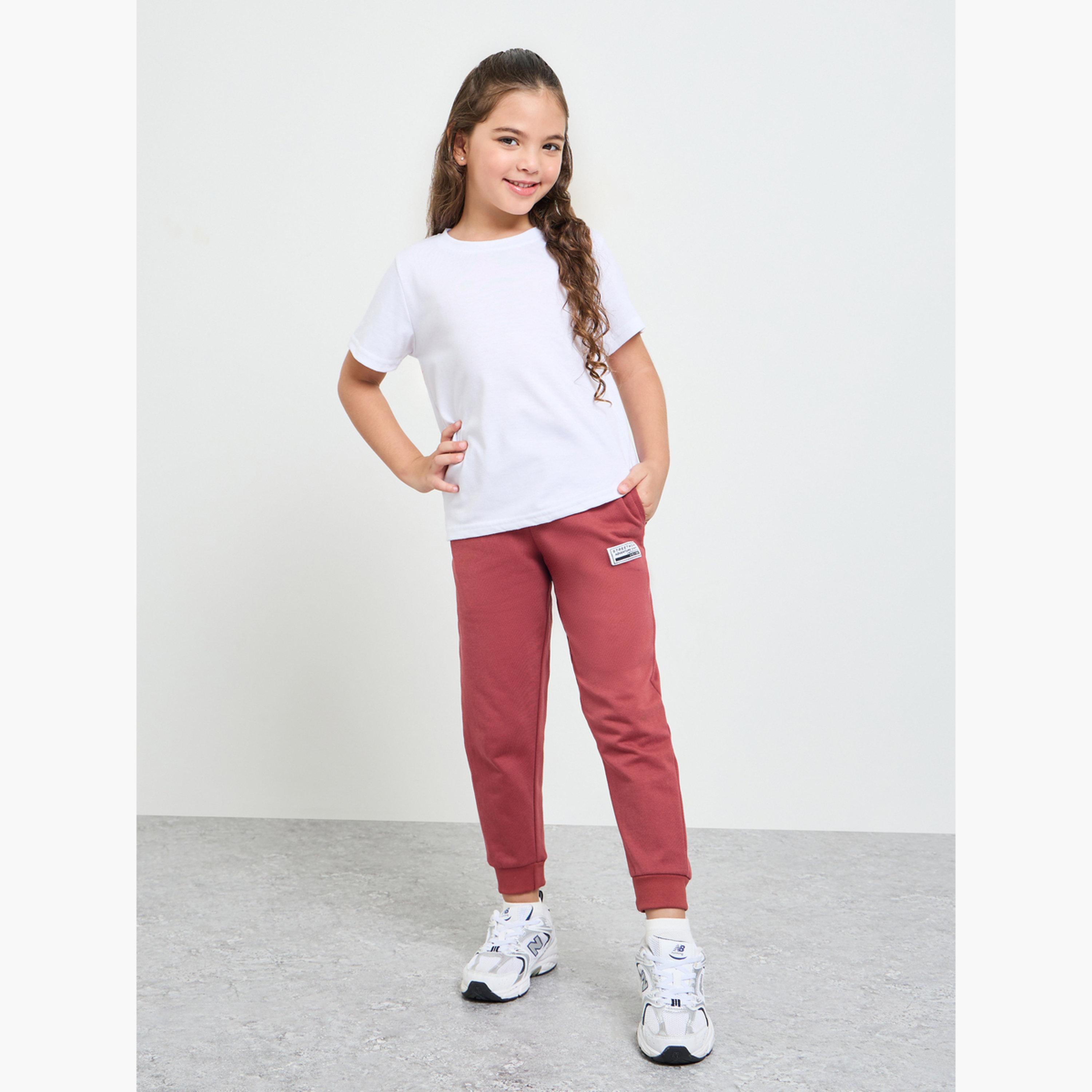 Styli Girls Cotton Joggers with Badge Detail-girls-clothing-bottoms-joggersandtrackpants-image-2