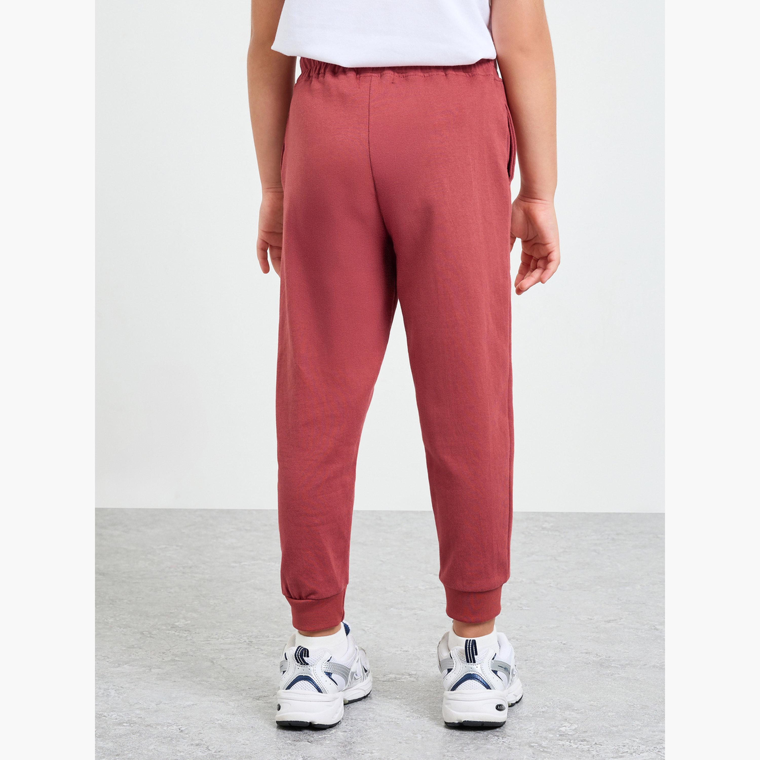 جوغر قطن بتفاصيل شارة للبنات-girls-clothing-bottoms-joggersandtrackpants-image-4