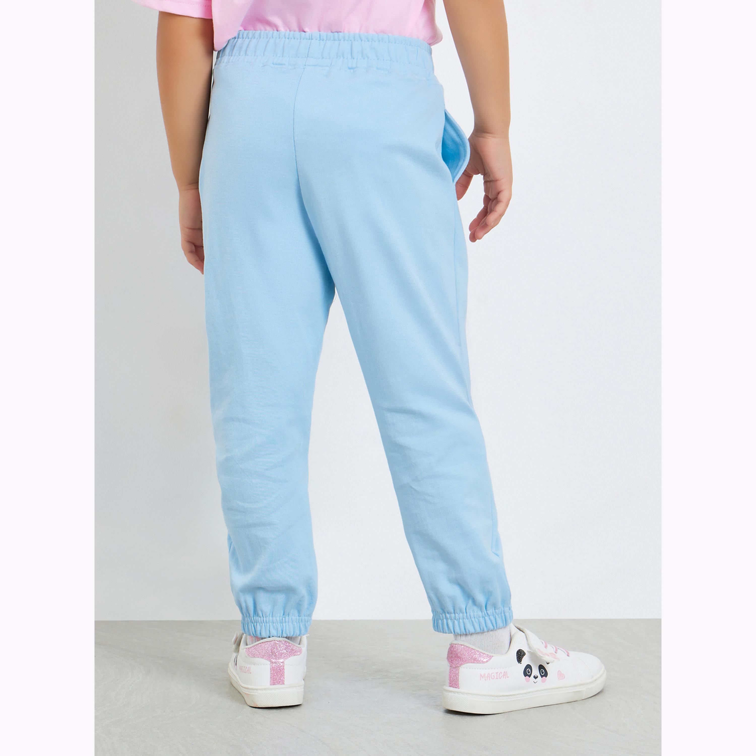 Styli Girls Light Blue Cotton Joggers with Ice Cream Print-girls-clothing-bottoms-joggersandtrackpants-image-4