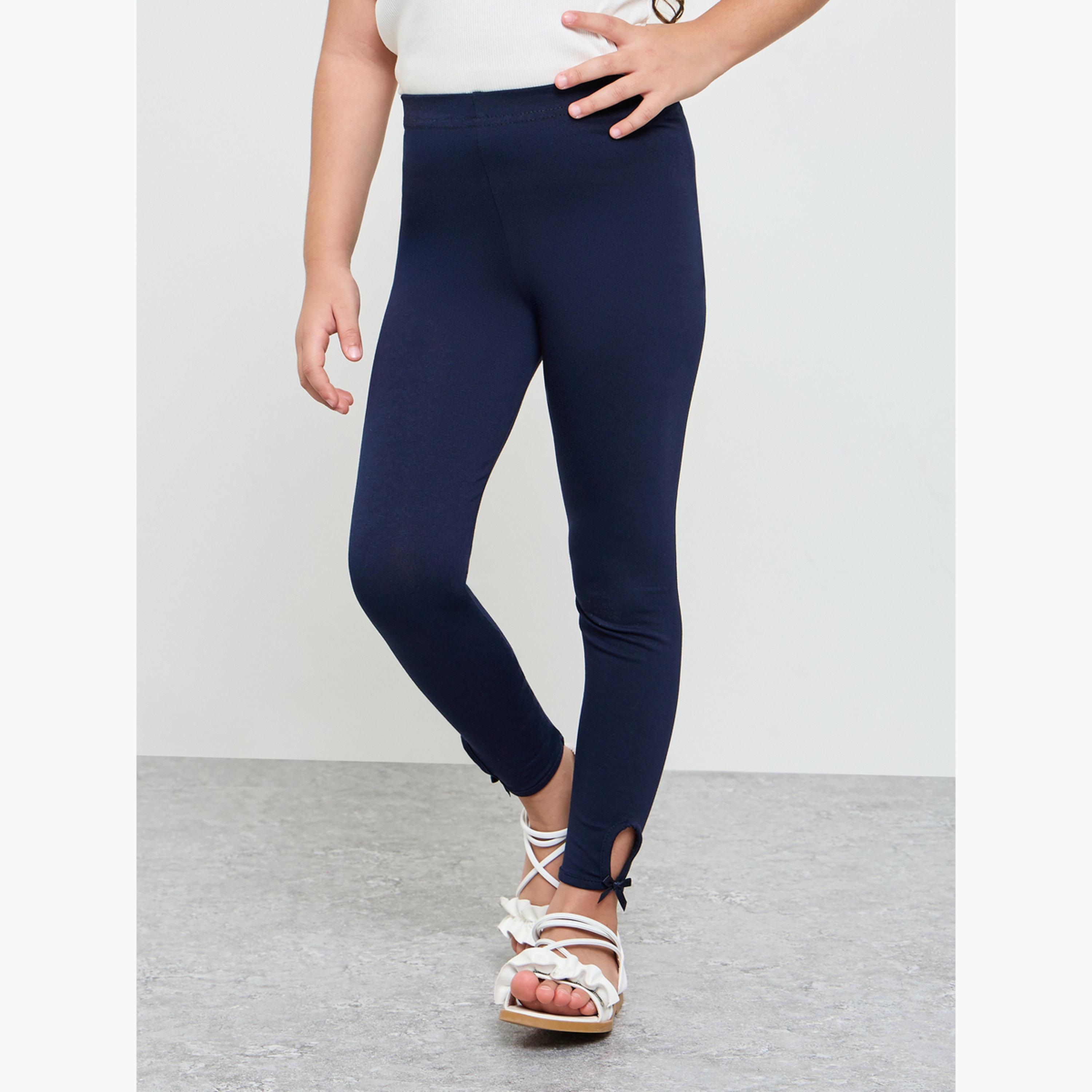 ليقنز قطن بتفاصيل عقدة للبنات-girls-clothing-bottoms-leggings-image-1