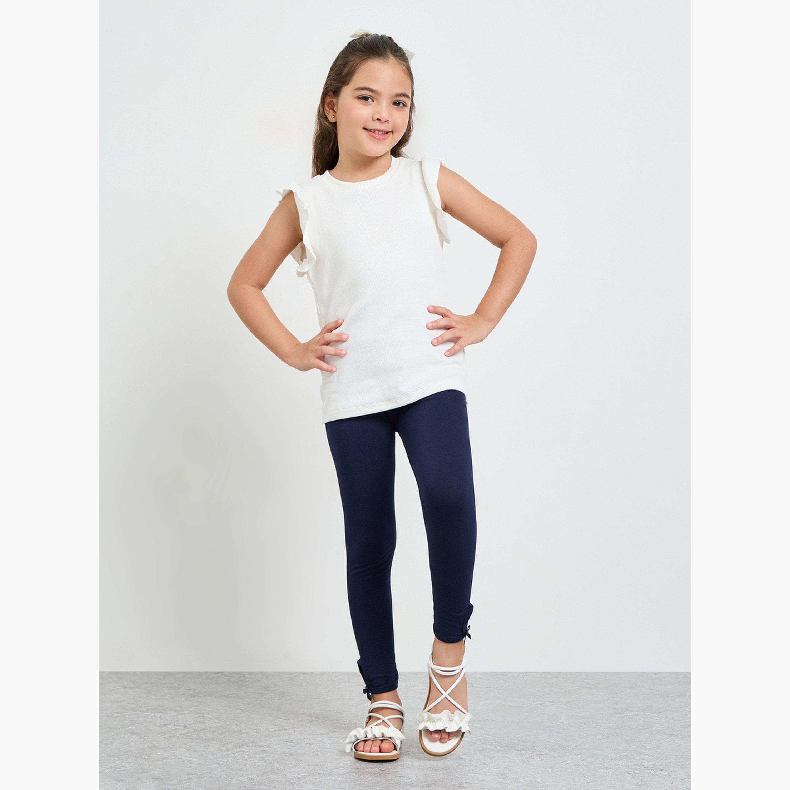ليقنز قطن بتفاصيل عقدة للبنات-girls-clothing-bottoms-leggings-image-2