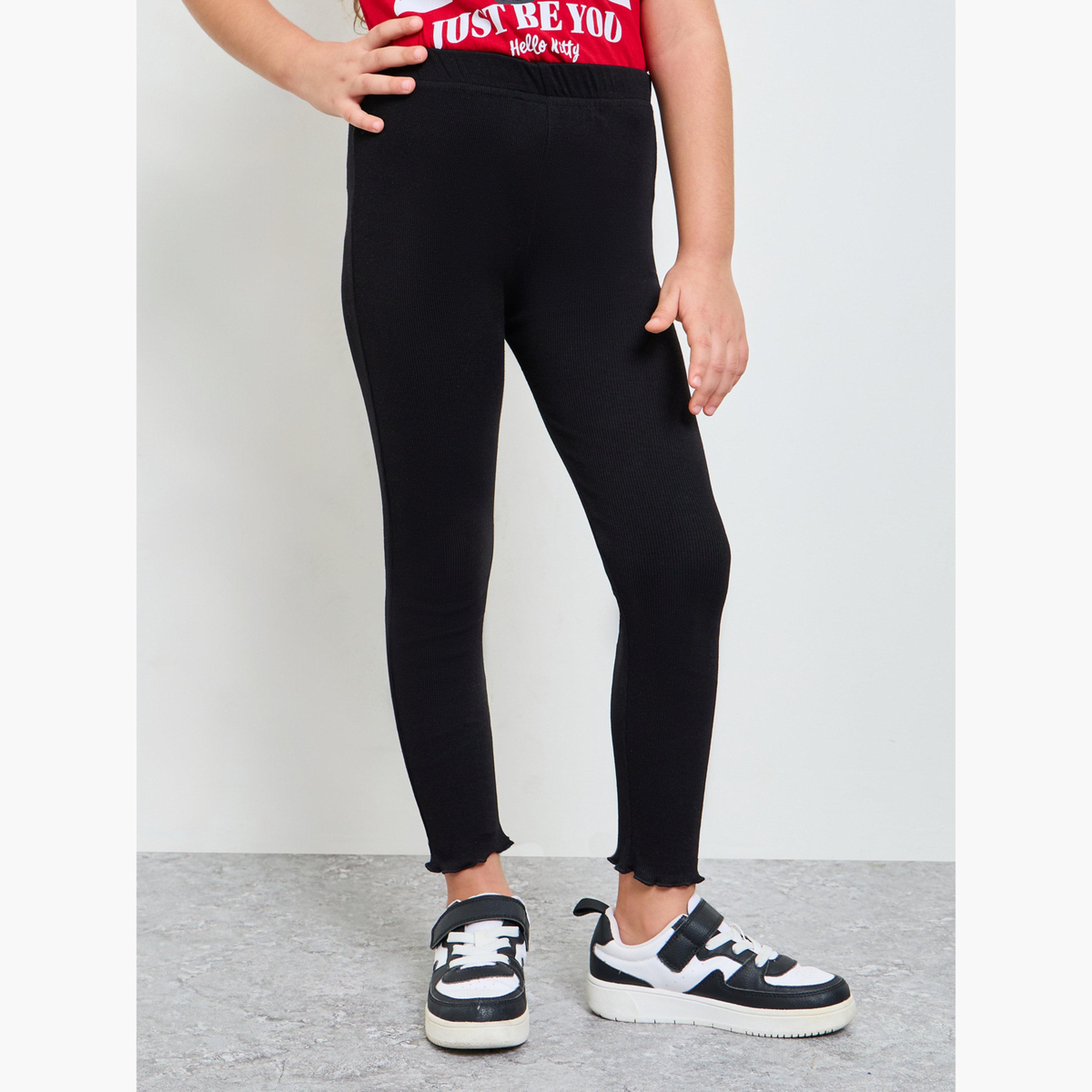 ليقنز بتفاصيل مضلعة وحافة مموجة للبنات-girls-clothing-bottoms-leggings-image-1