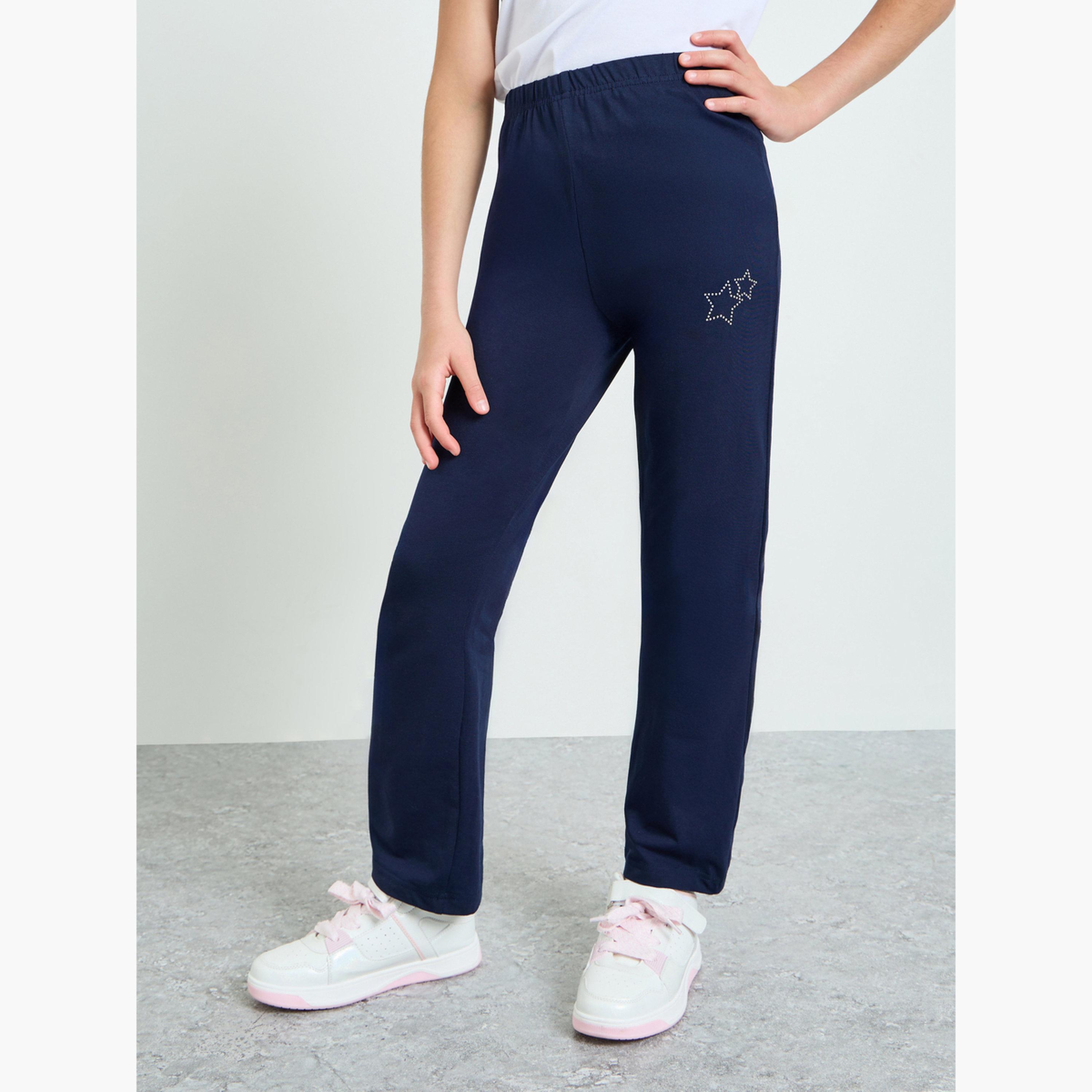 ليقنز بتصميم ممتد للبنات باللون الأزرق الداكن-girls-clothing-bottoms-leggings-image-1