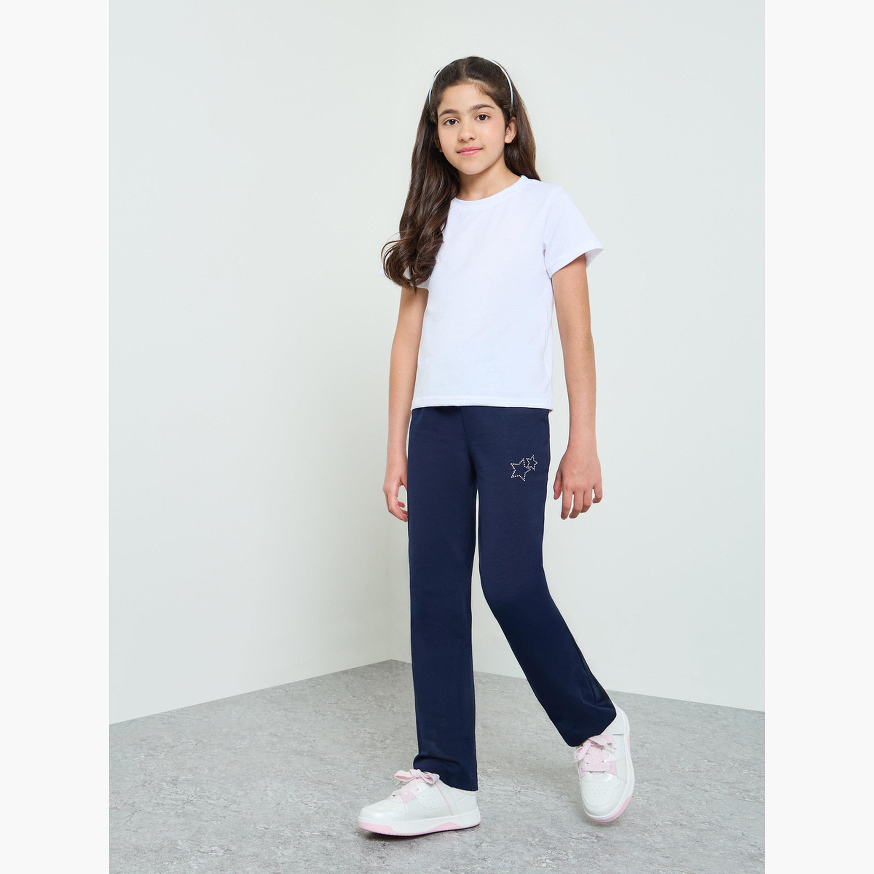 ليقنز بتصميم ممتد للبنات باللون الأزرق الداكن-girls-clothing-bottoms-leggings-image-2
