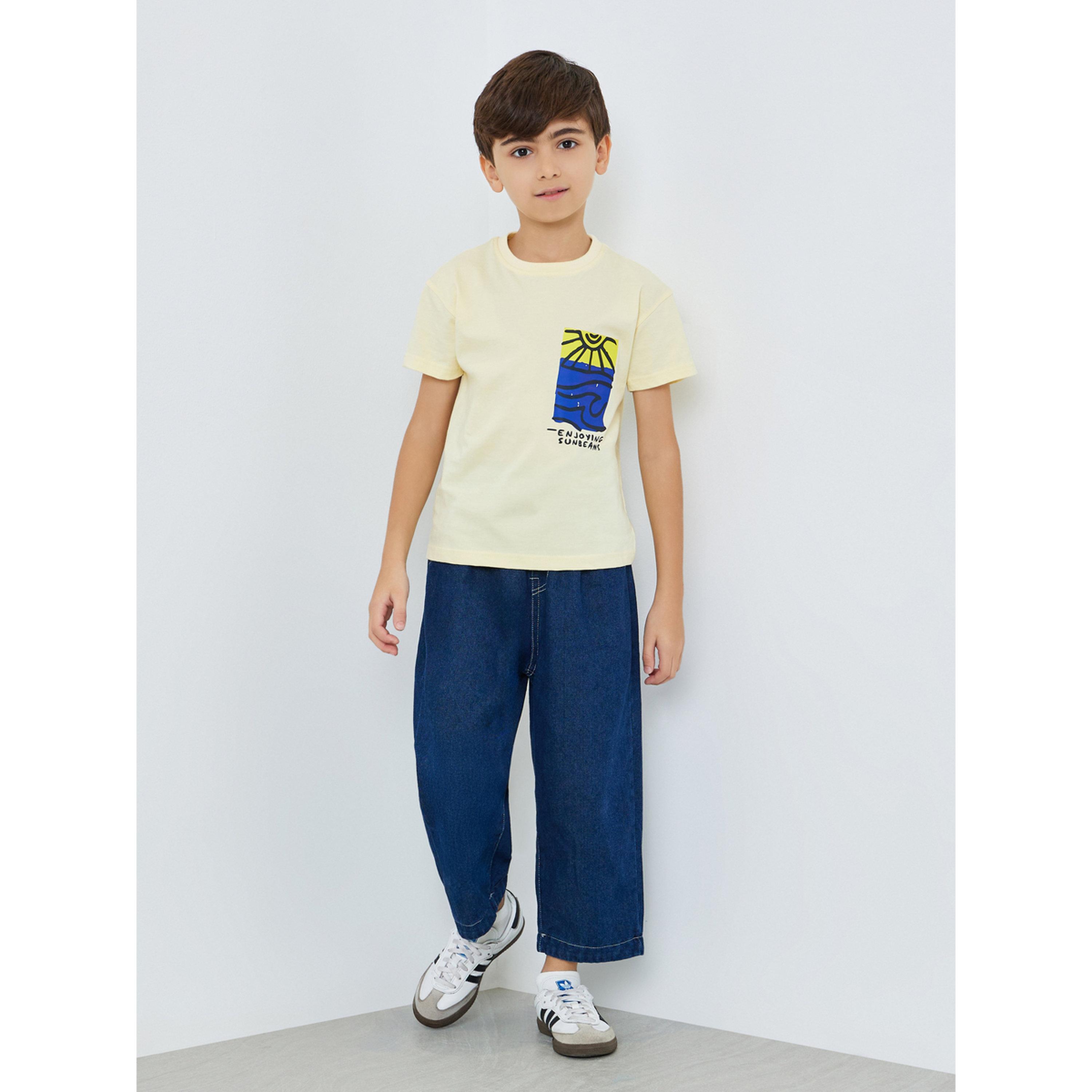 Styli Kids Yellow Cotton Graphic Print T-Shirt-boys-clothing-tshirtsandpolos-image-2