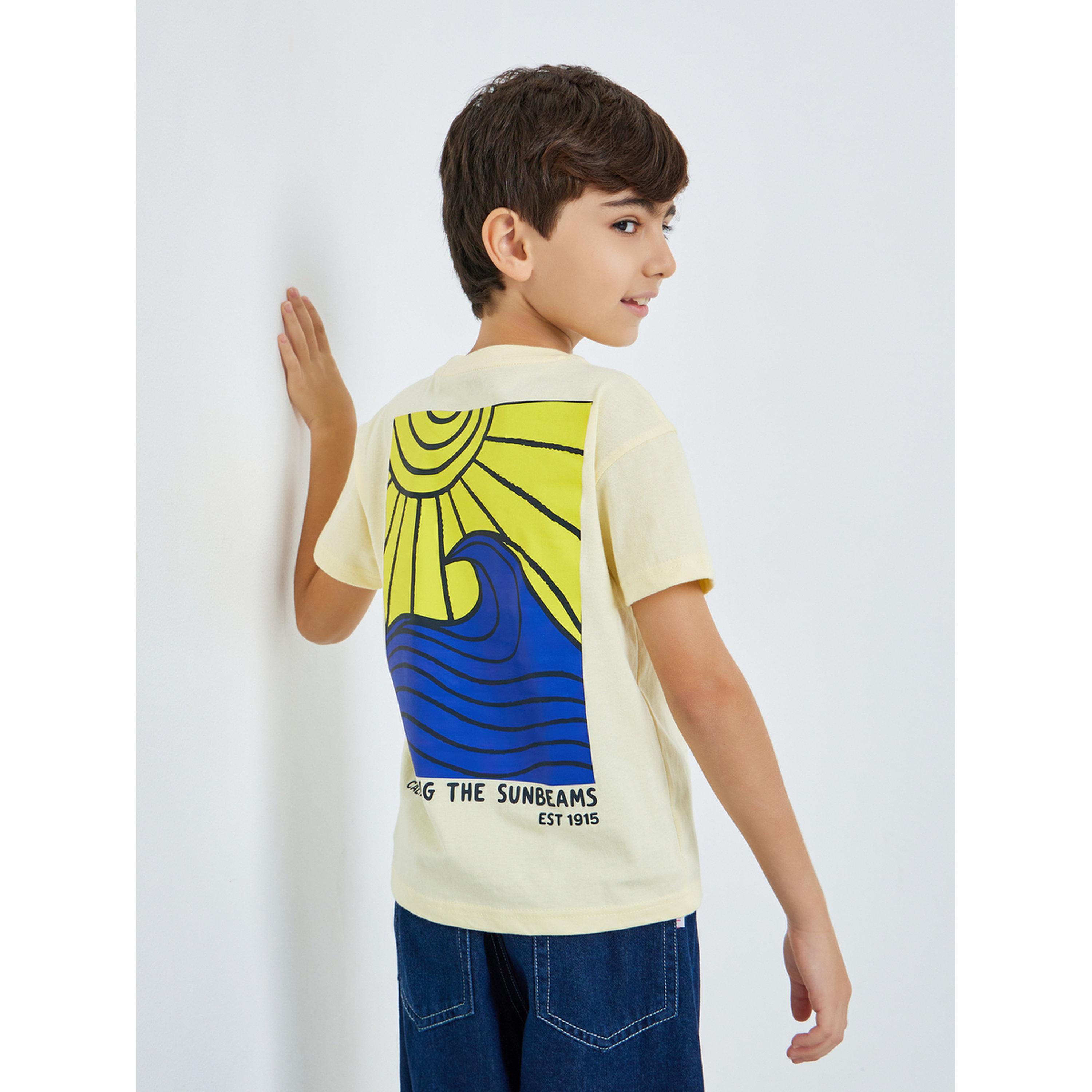 Styli Kids Yellow Cotton Graphic Print T-Shirt-boys-clothing-tshirtsandpolos-image-3