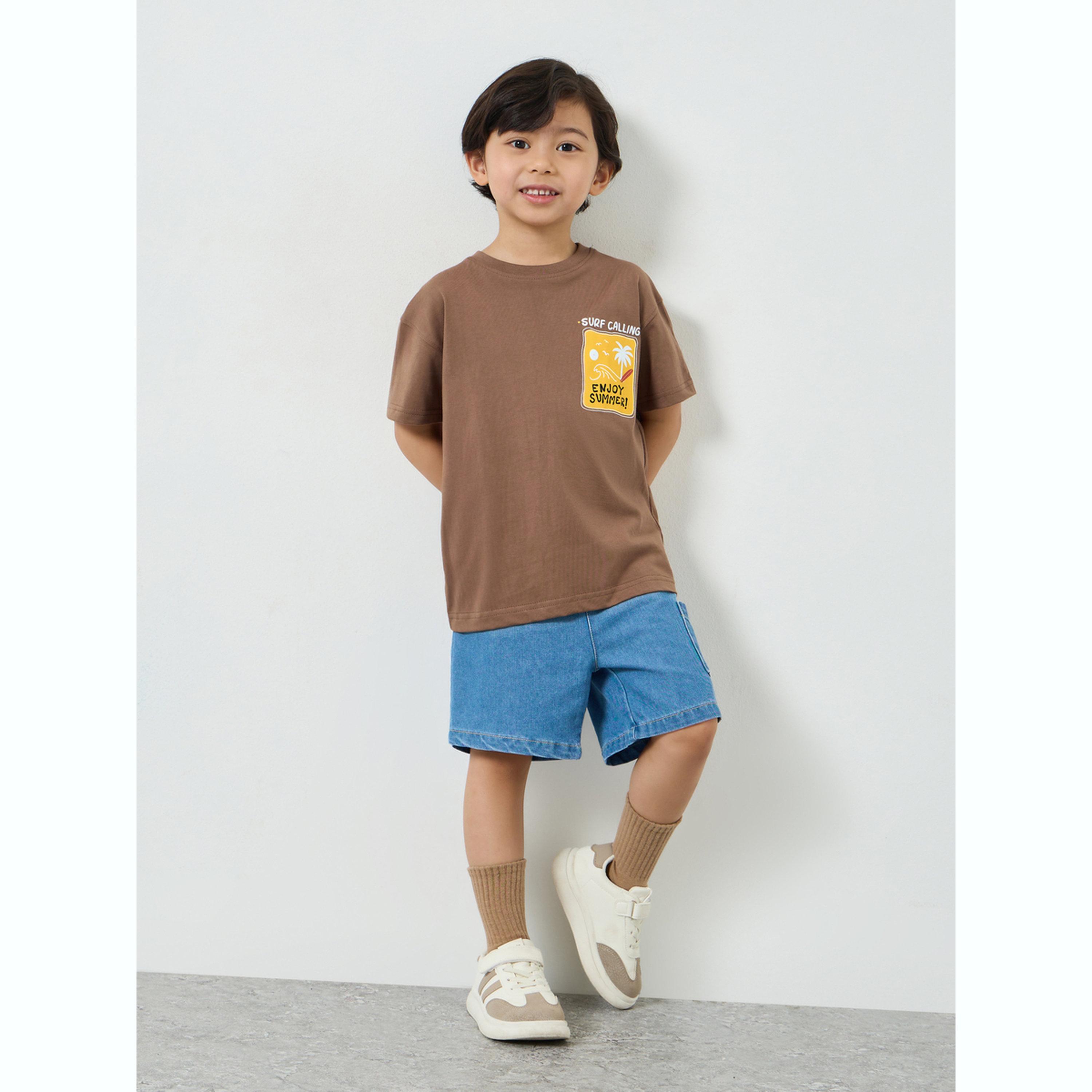 تيشيرت بقصة فضفاضة بطبعة جرافيك للأولاد-boys-clothing-tshirtsandpolos-image-2