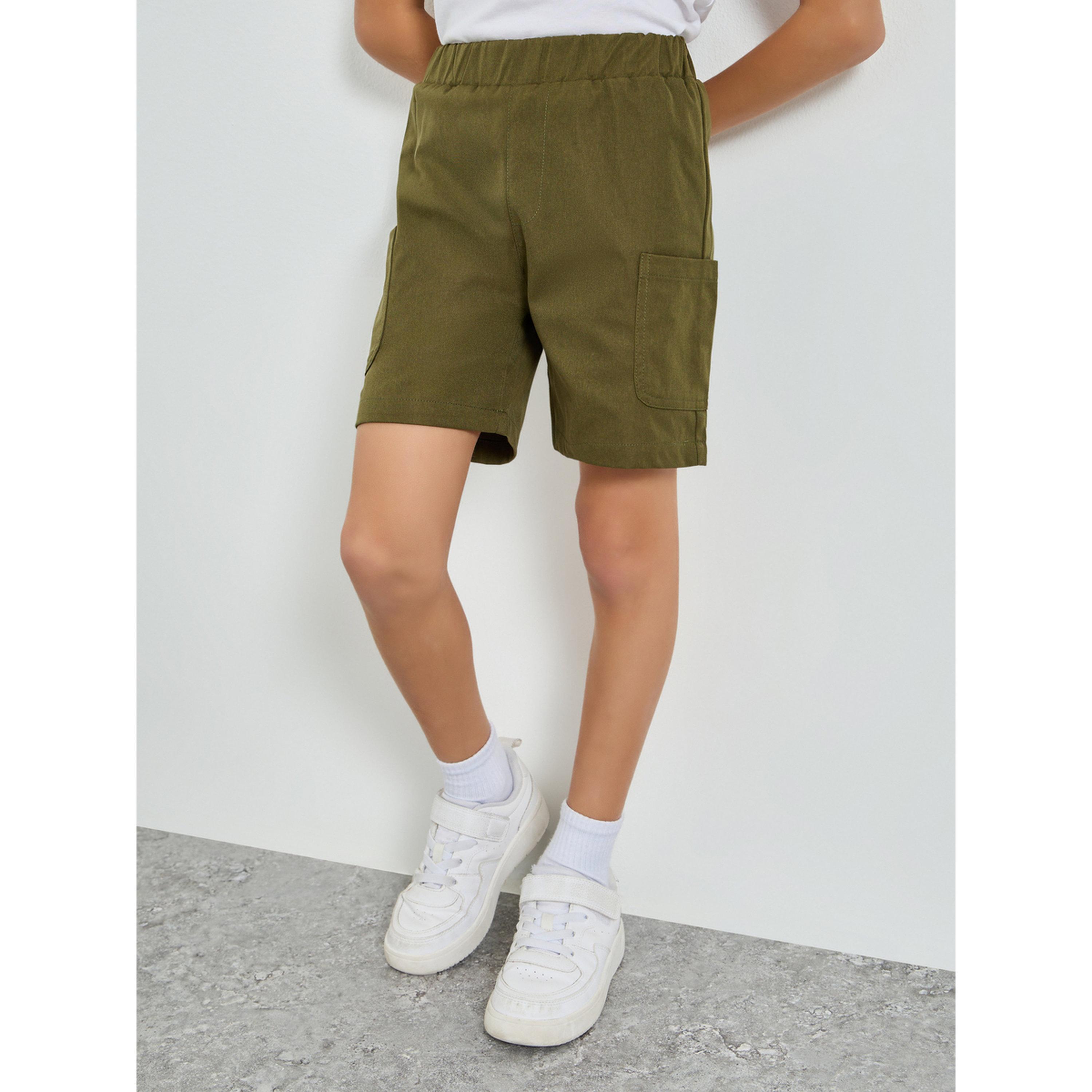 Styli Kids Olive Green Cargo Shorts-boys-clothing-bottoms-shorts-image-1