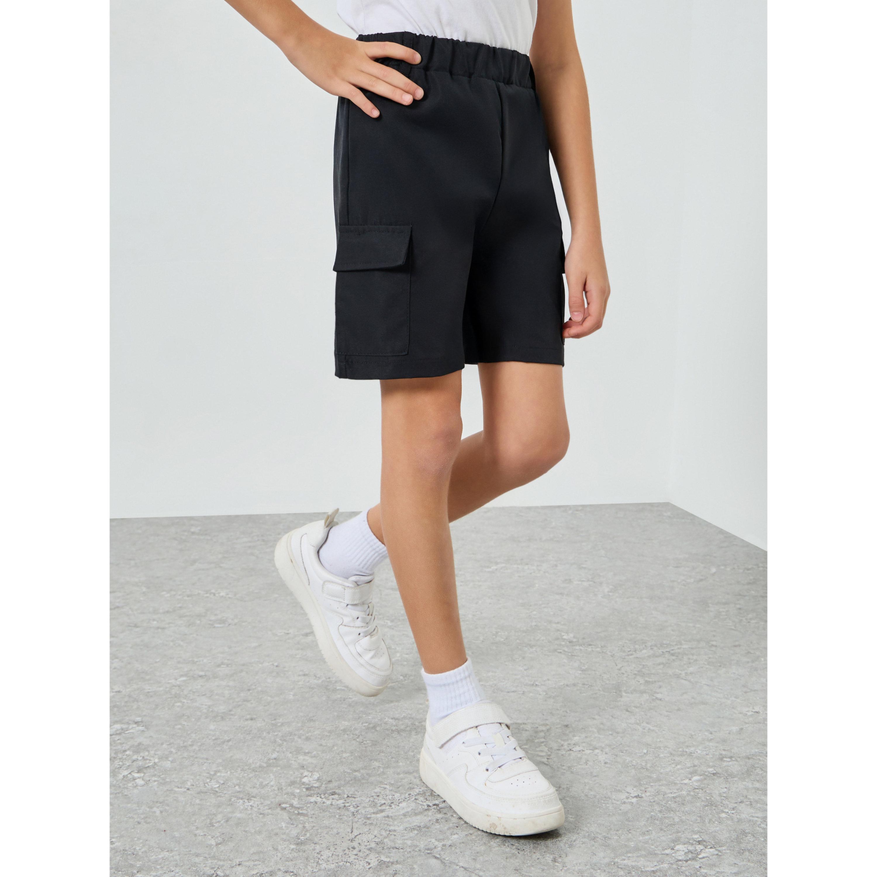 Styli Kids Black Cargo Shorts-boys-clothing-bottoms-shorts-image-1
