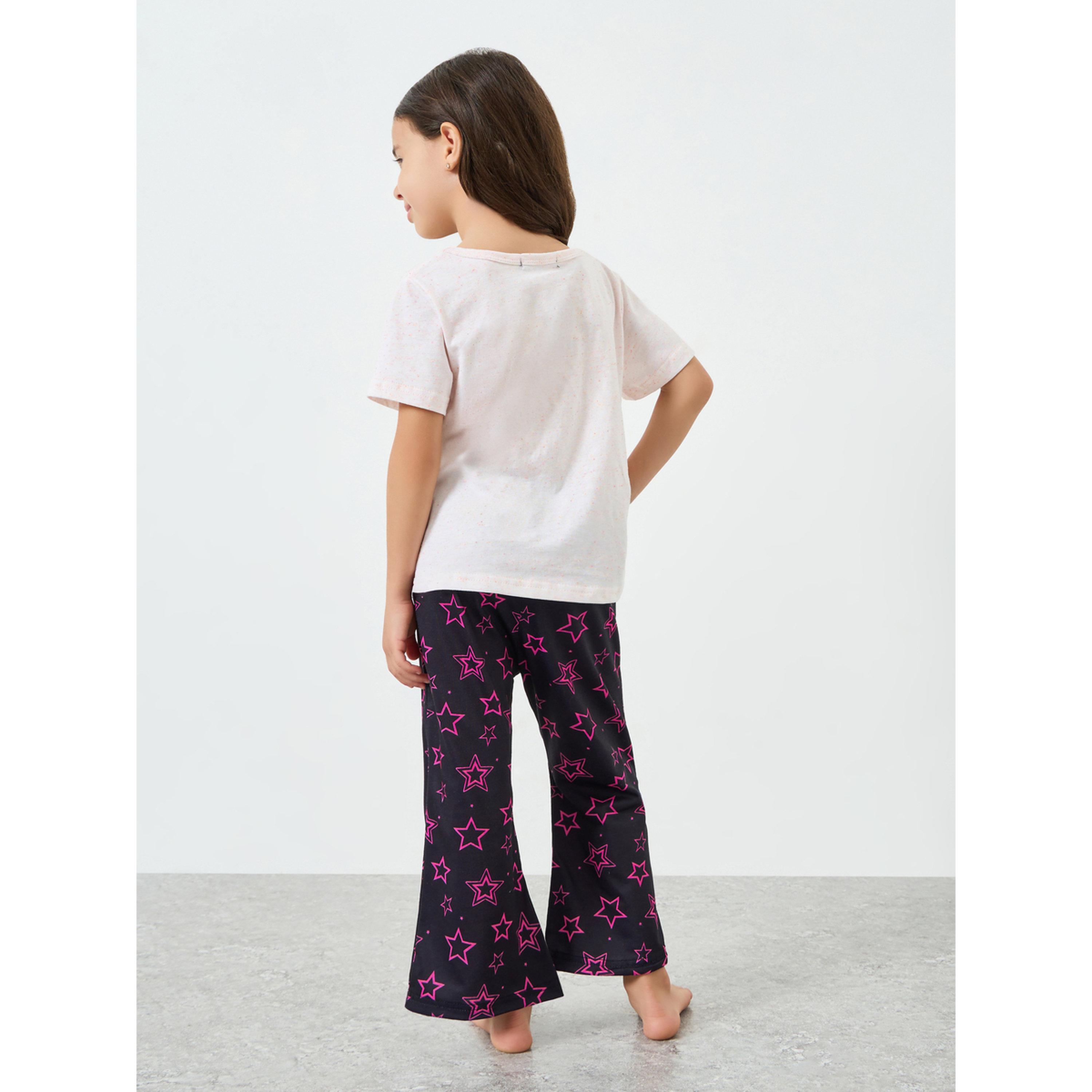 Styli Girls Star and Moon Print T-Shirt and Pyjama Set-girls-clothing-nightwear-image-3