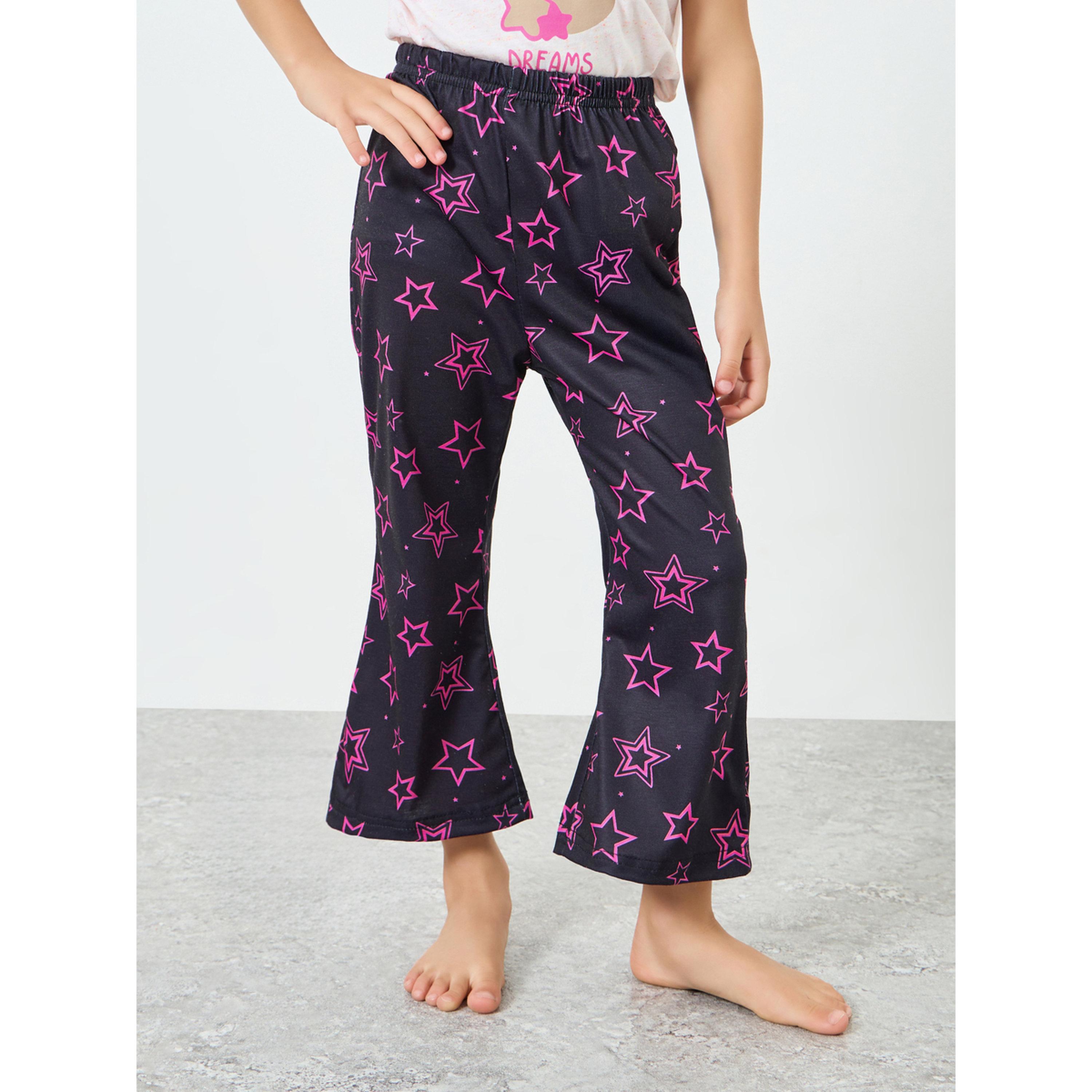 مجموعة من بيجاما وتيشيرت بطبعة نجوم وقمر-girls-clothing-nightwear-image-4