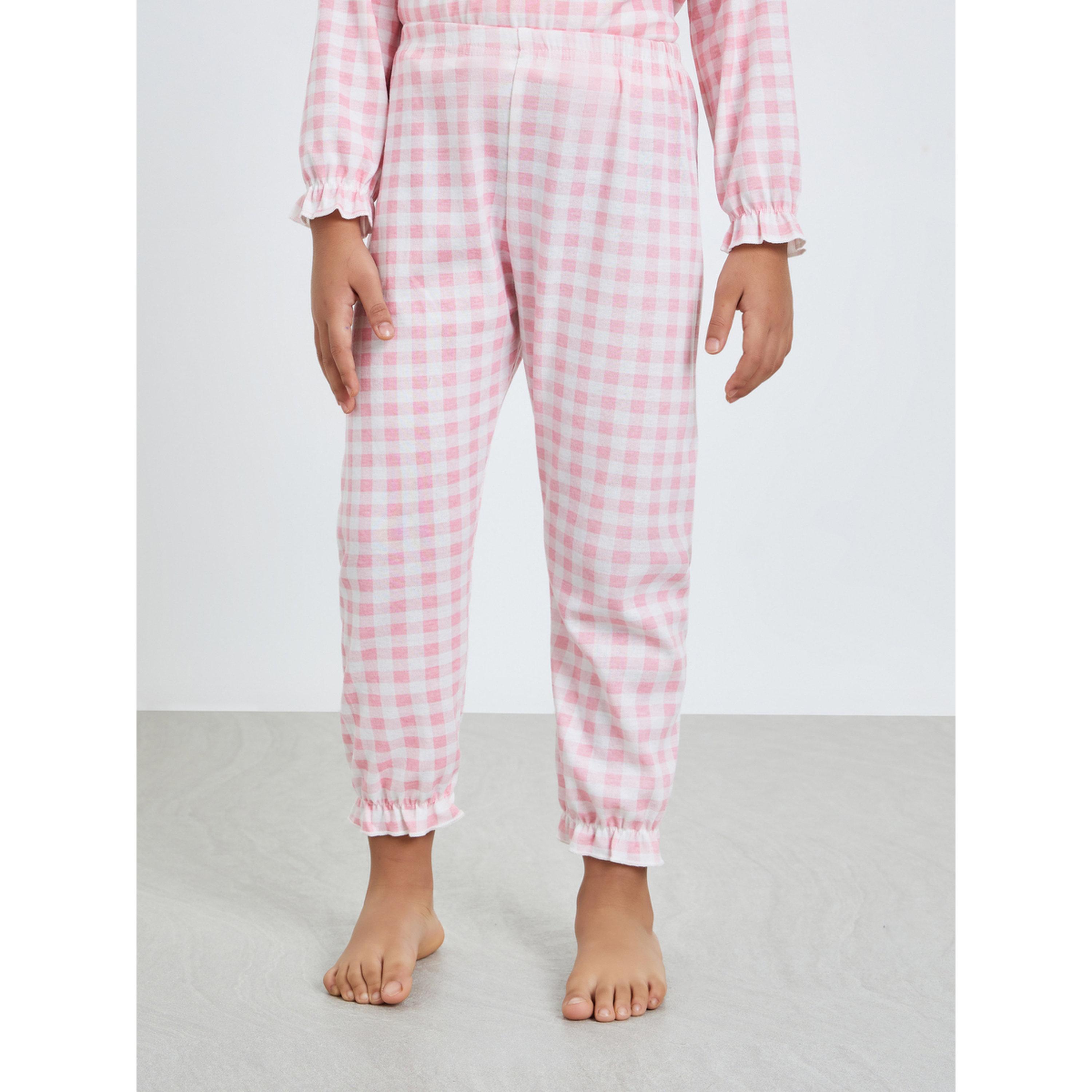 مجموعة من بيجاما وبلوزة بياقة دانتيل وكاروهات-girls-clothing-nightwear-image-2