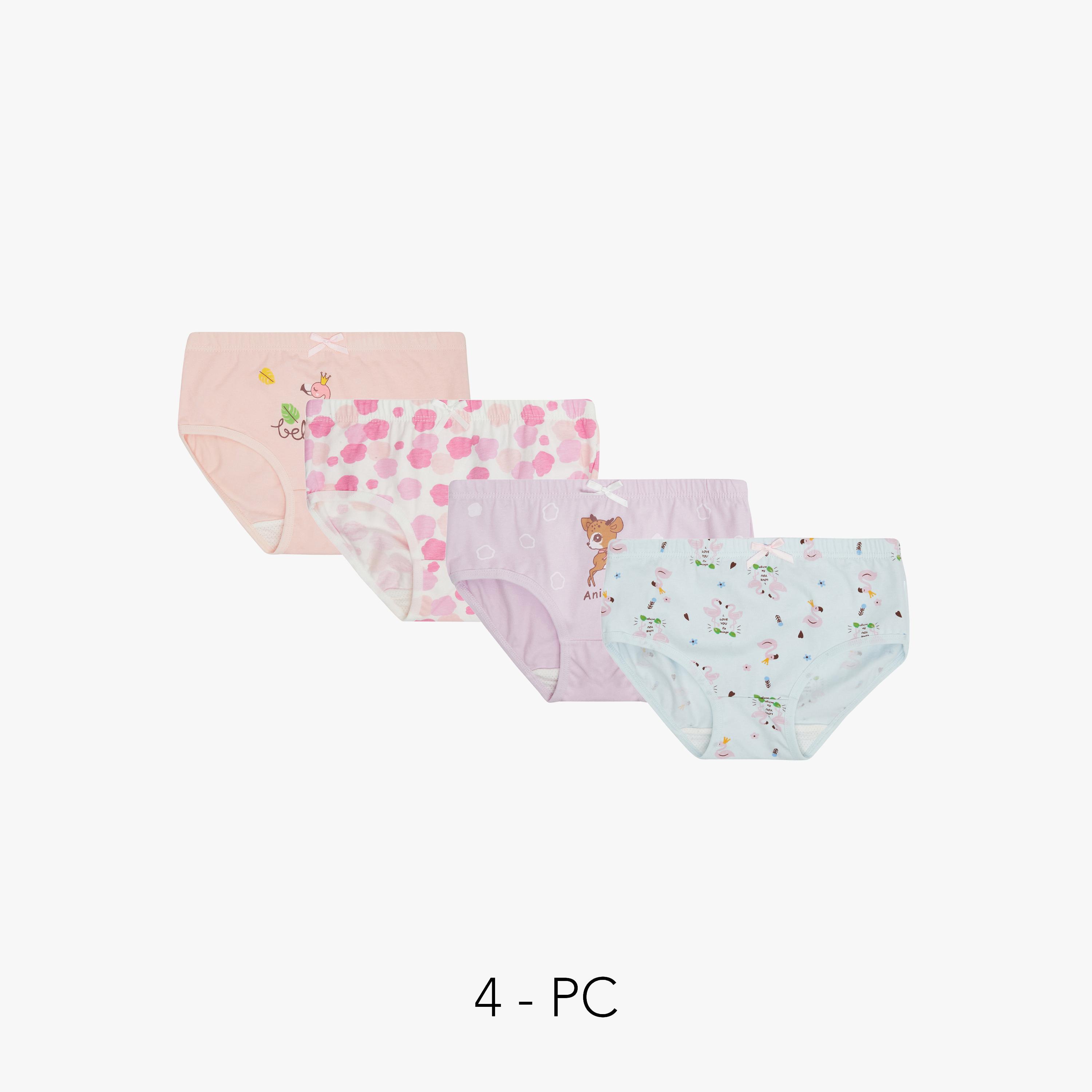 Styli Pack of 4 - Girls Cotton Printed Briefs-girls-clothing-innerwear-image-1