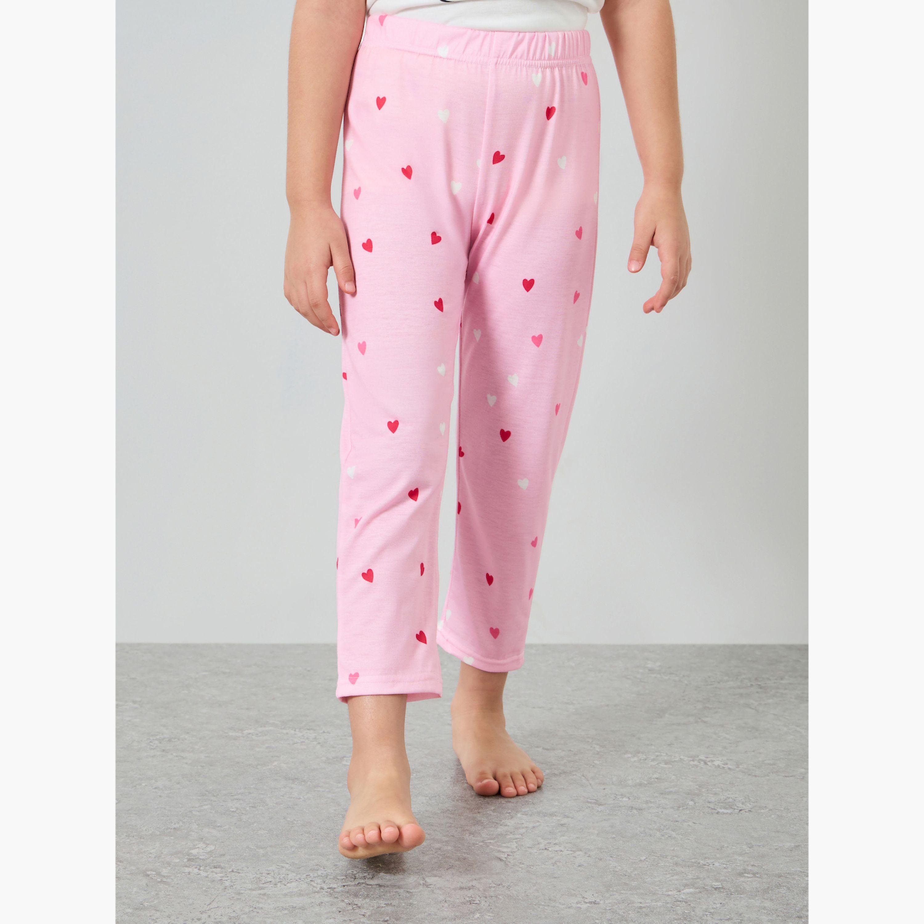 Styli Girls Graphic Print T-Shirt and Pyjama Set-girls-clothing-nightwear-image-4