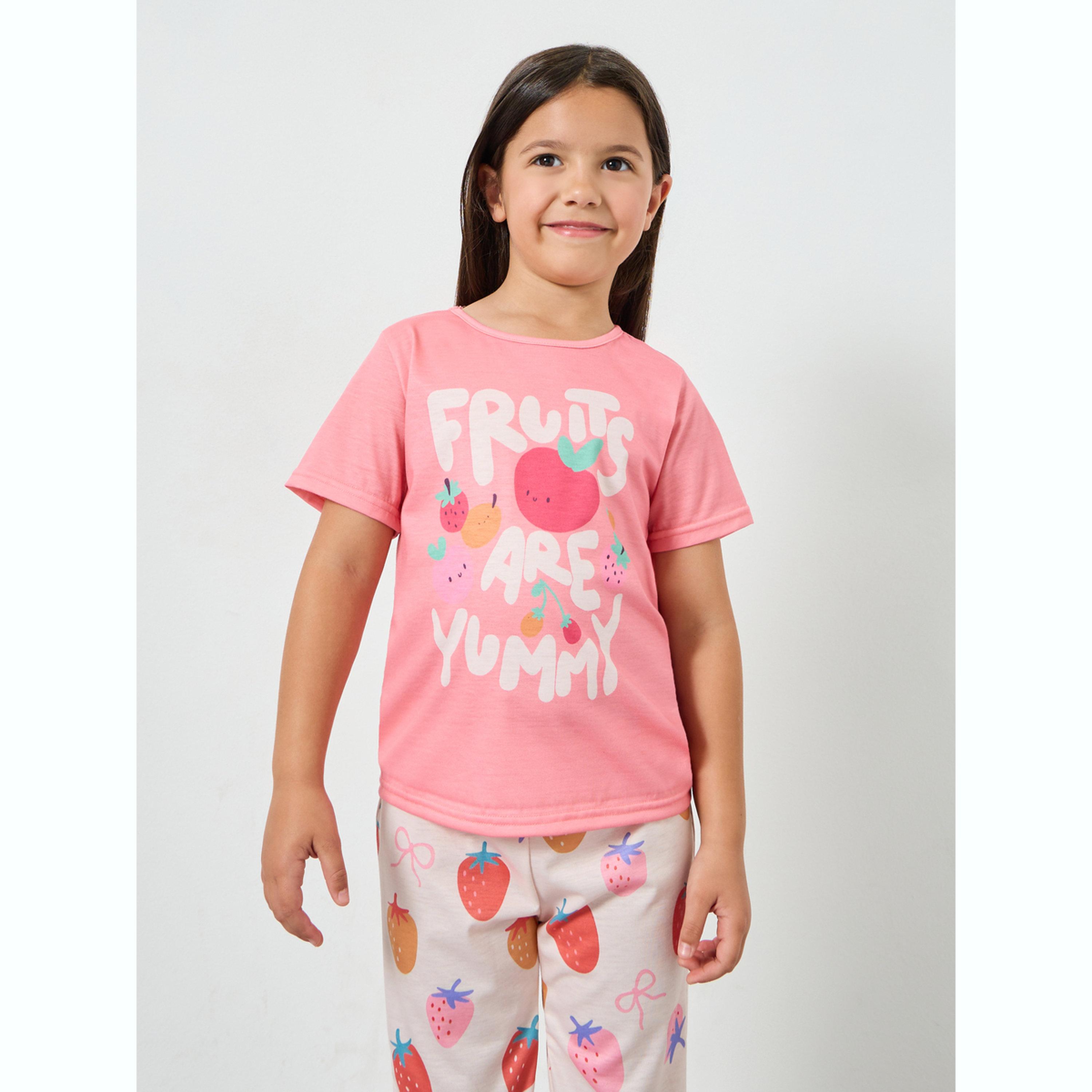 Styli Girls Fruit Print T-Shirt and Pyjama Set-girls-clothing-nightwear-image-2