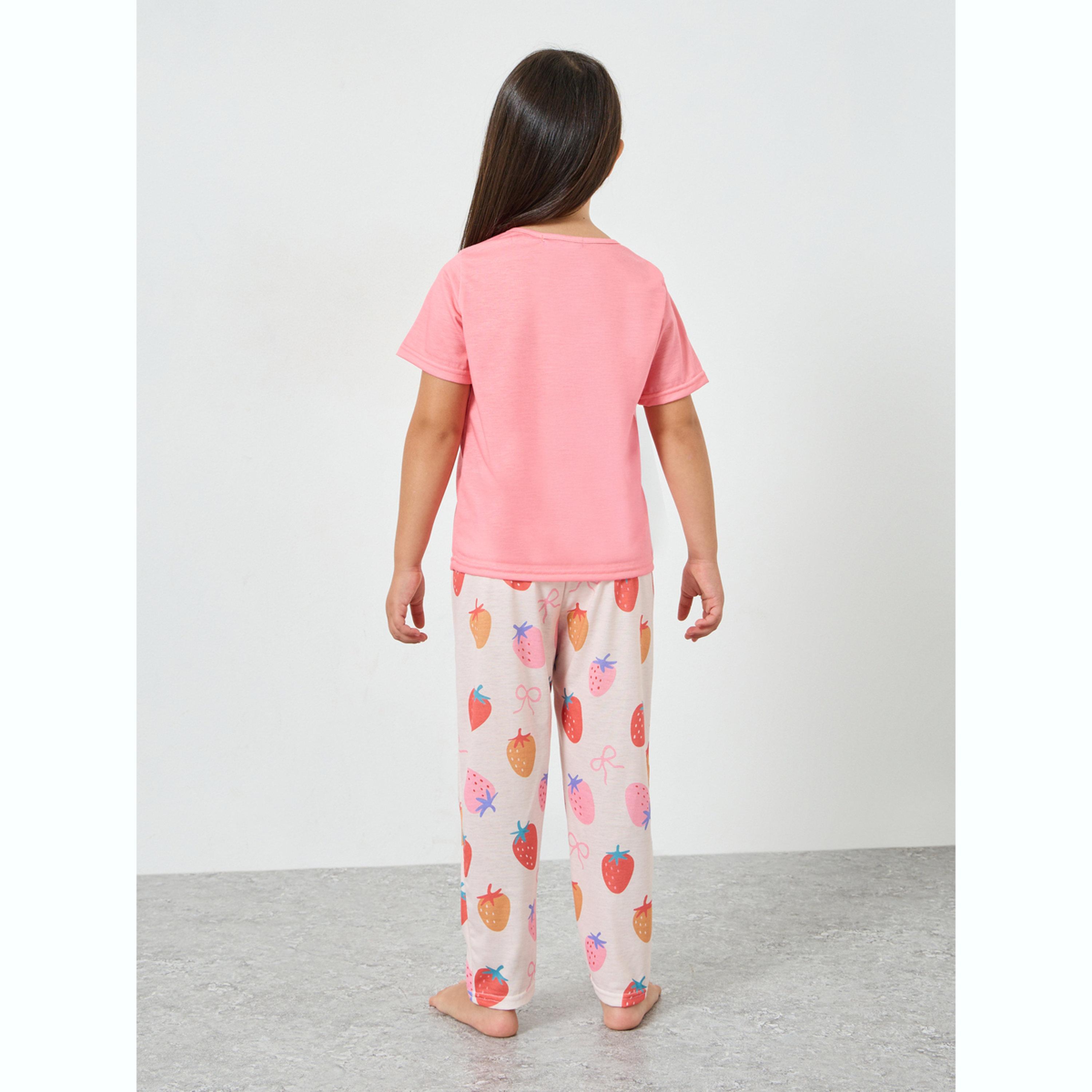 Styli Girls Fruit Print T-Shirt and Pyjama Set-girls-clothing-nightwear-image-3