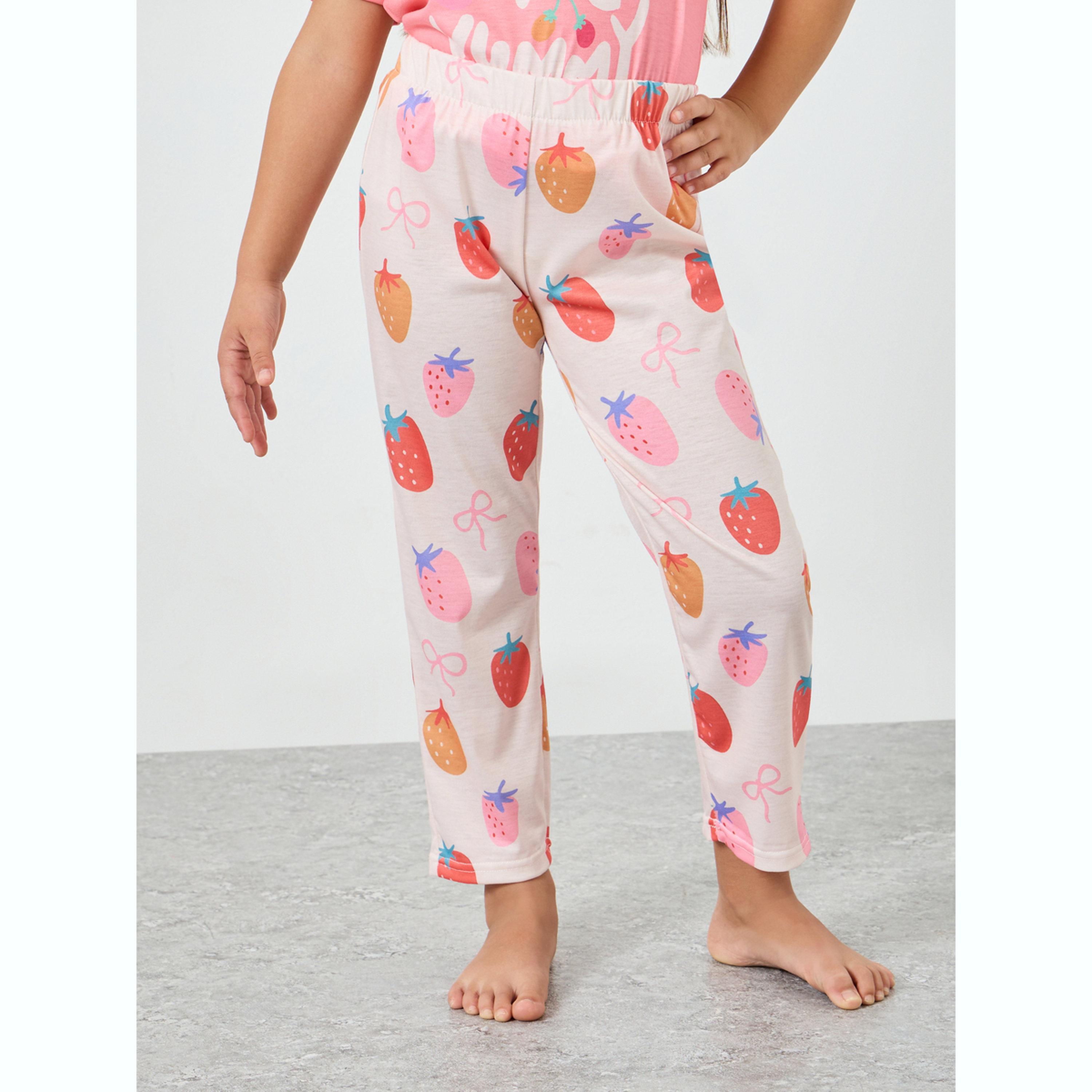 Styli Girls Fruit Print T-Shirt and Pyjama Set-girls-clothing-nightwear-image-4