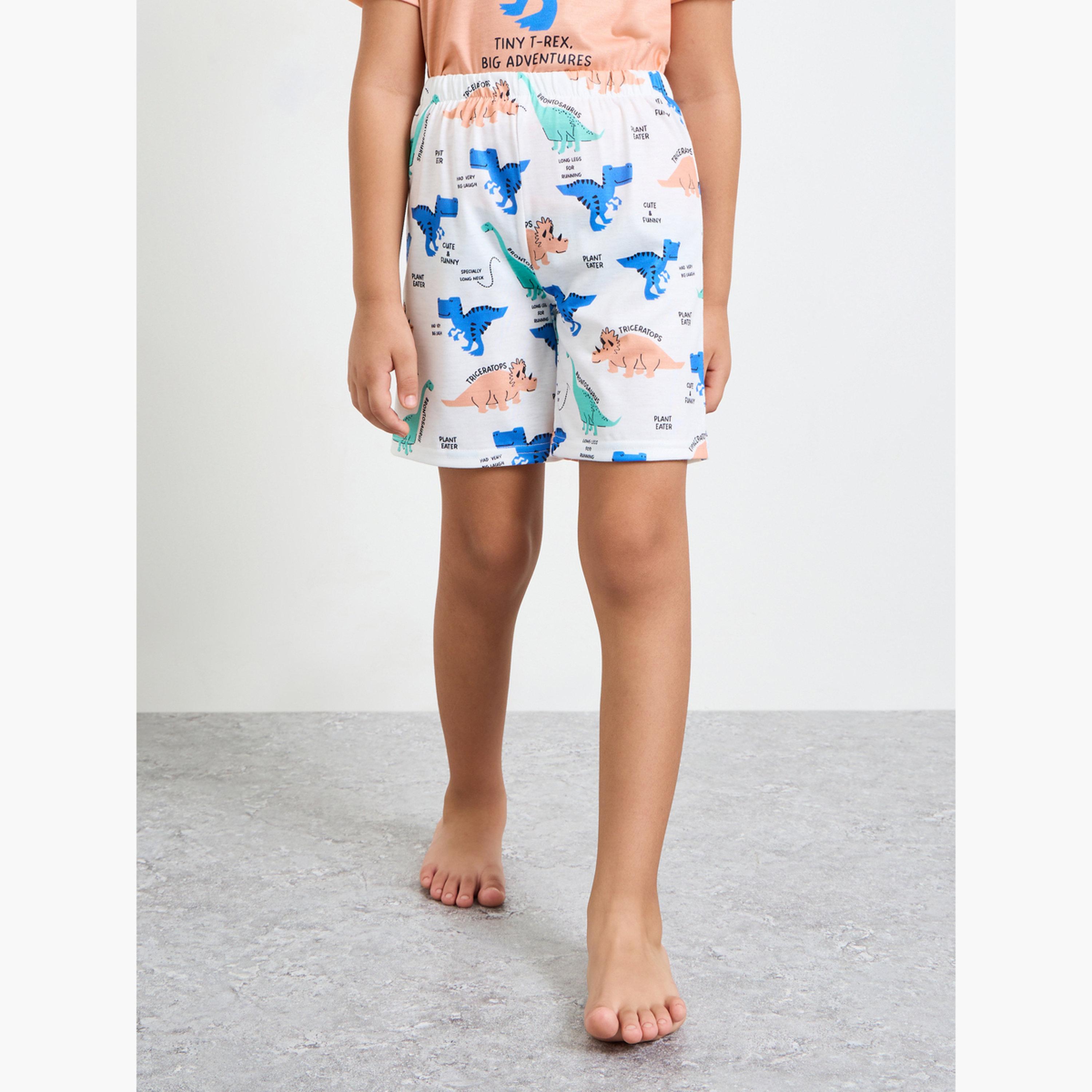 مجموعة من شورت وتيشيرت بطبعة ديناصور للأولاد-boys-clothing-nightwear-image-4