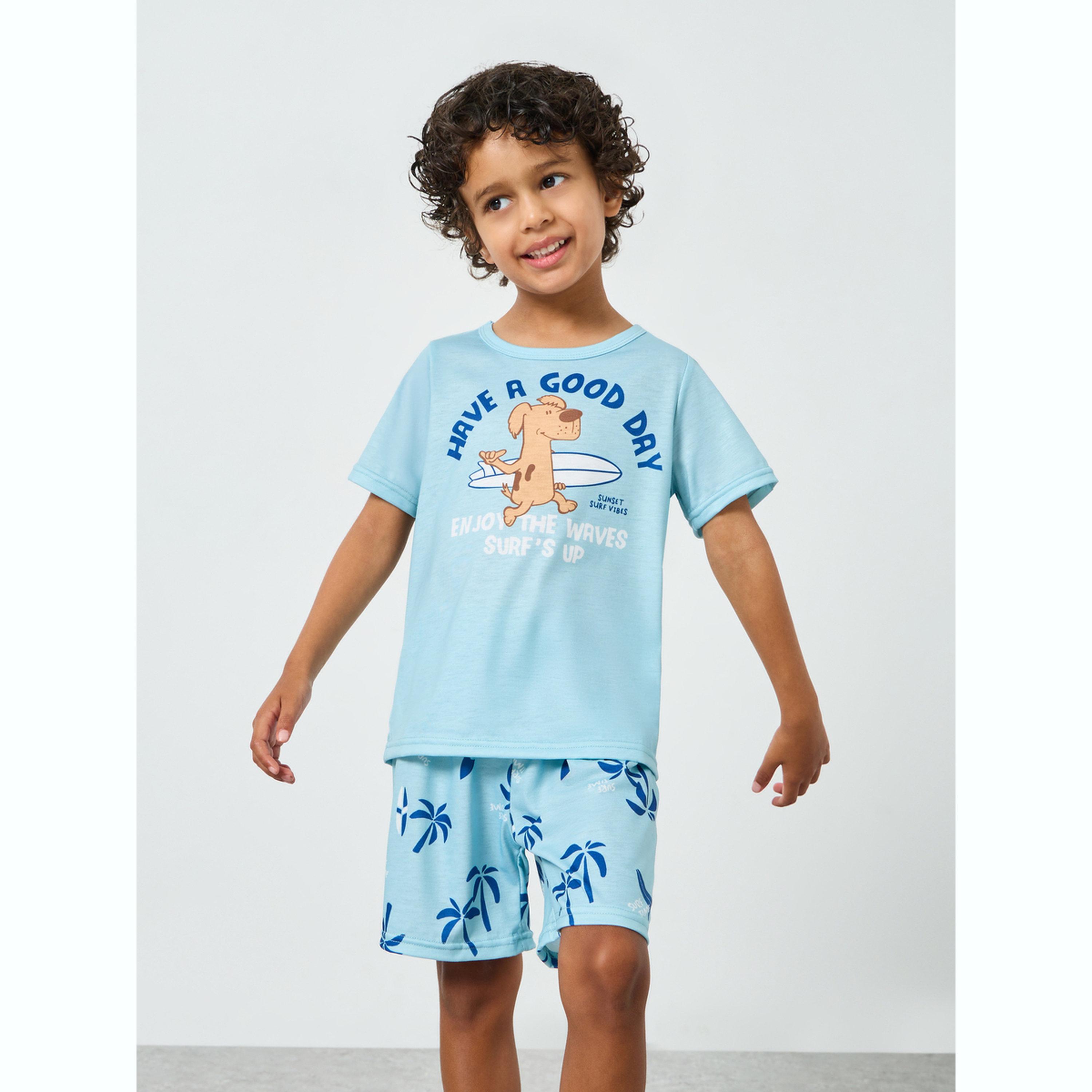 مجموعة للأولاد من شورت وتيشيرت بطبعات غرافيك-boys-clothing-nightwear-image-1