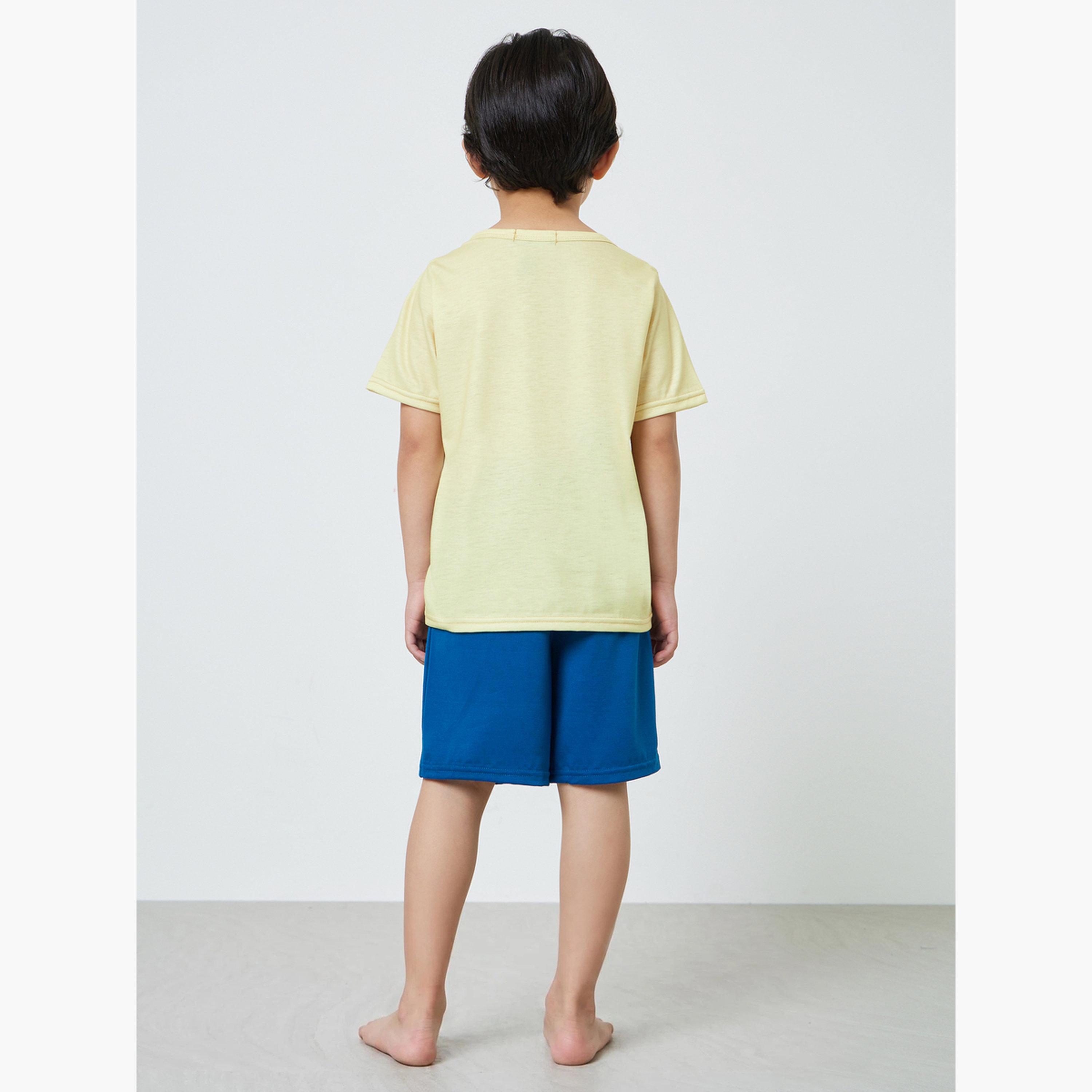 طقم من شورت وتيشيرت مطبوع بتصميم قرش-boys-clothing-setsandcoords-image-4