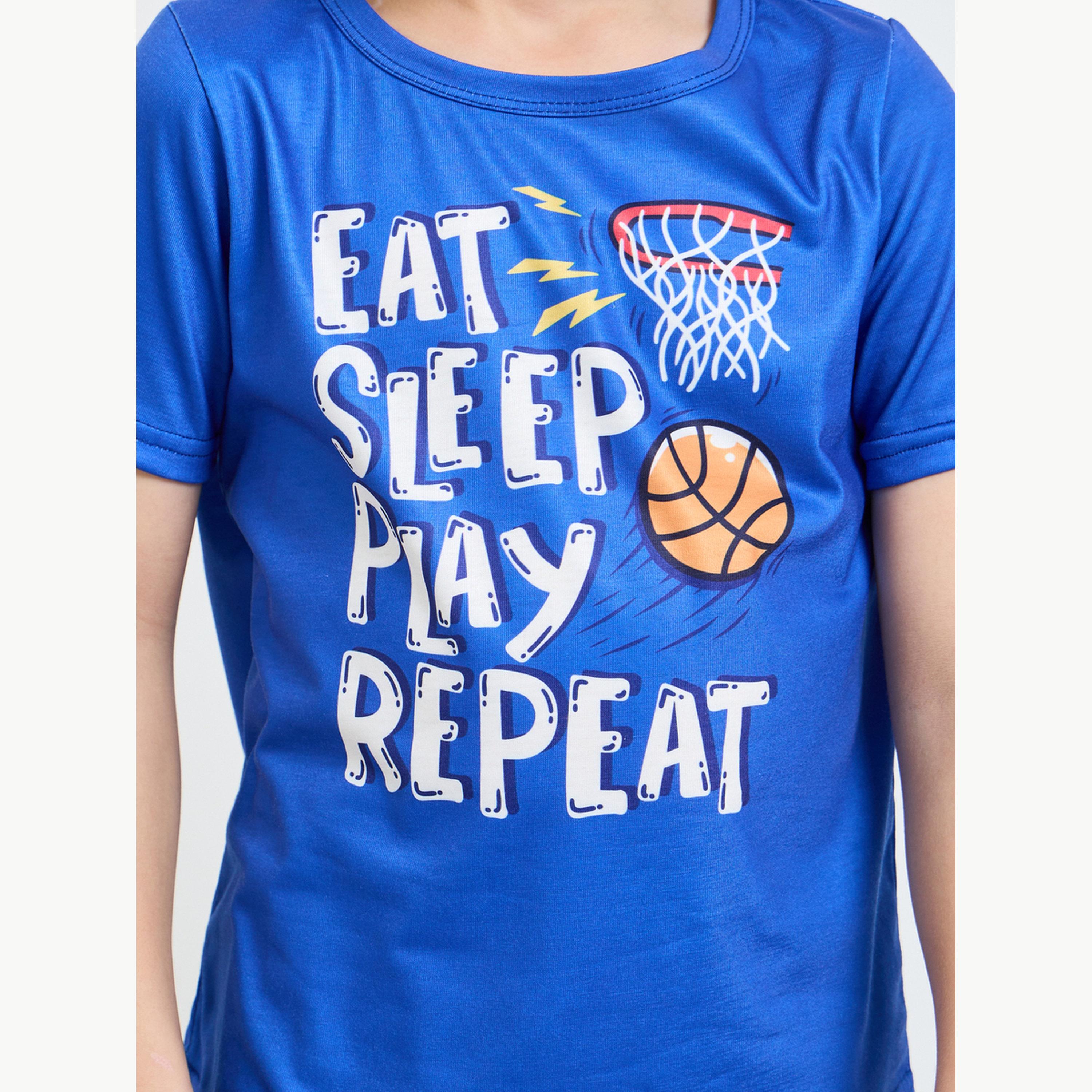 Styli Boys Graphic Print T-Shirt and Cuffed Pyjama Set-boys-clothing-nightwear-image-6