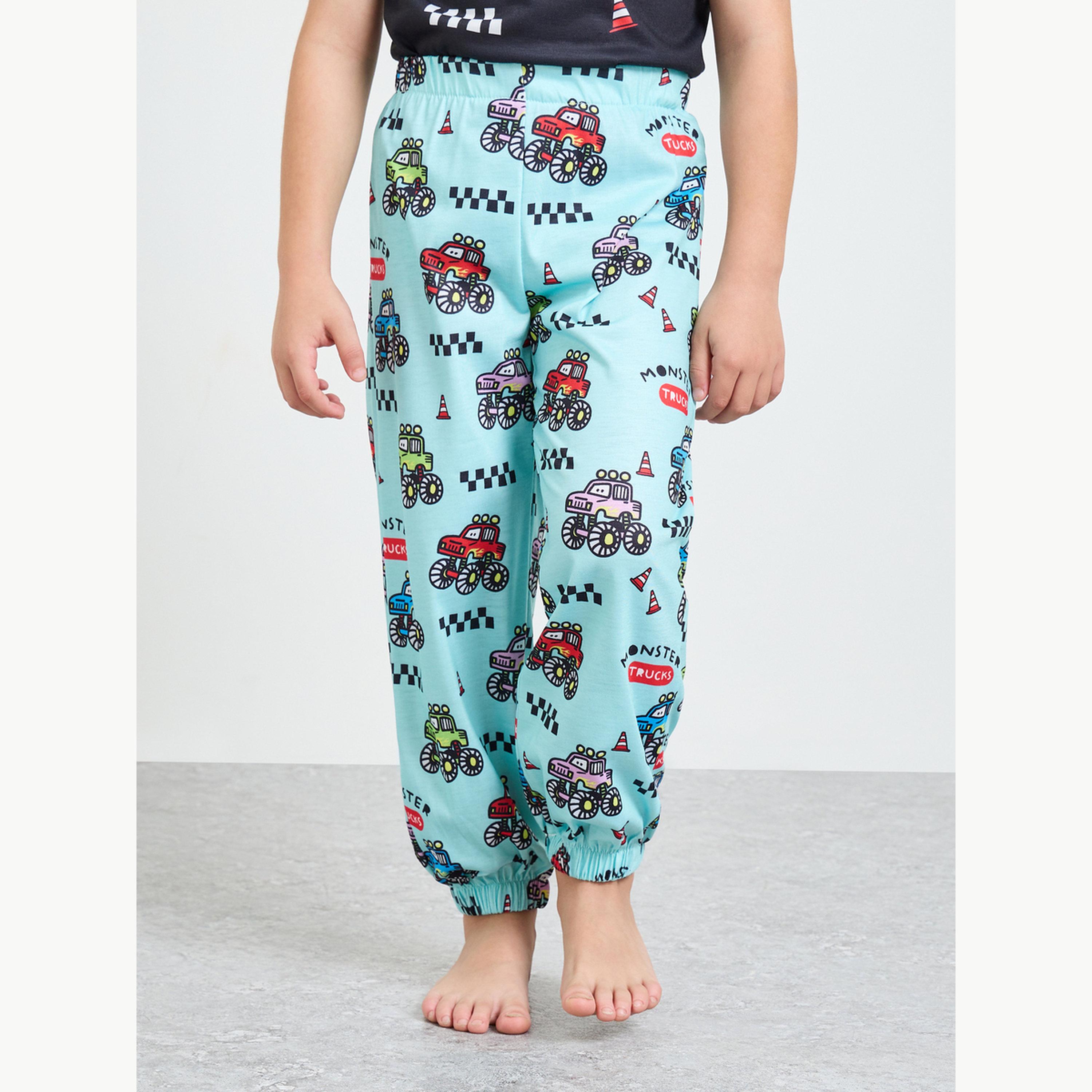 Styli Boys Graphic Print T-Shirt and Cuffed Pyjama Set-boys-clothing-nightwear-image-4