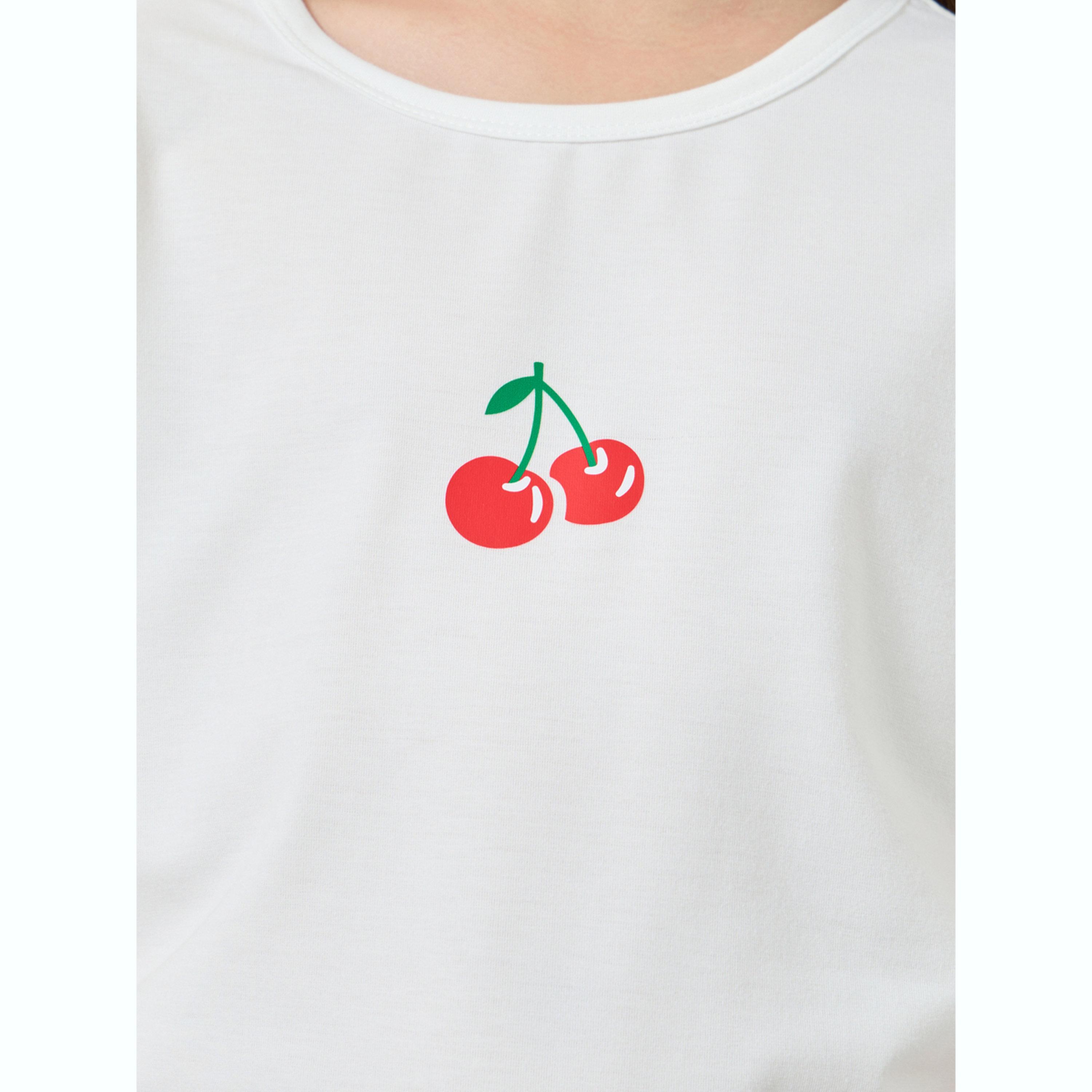 Styli Teen Girls Cherry Print T-Shirt and Striped Pyjama Set-girls-clothing-nightwear-image-6